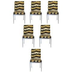 Mid-Century Modern Set of 6 Milo Baughman DIA Chrome Side Dining Chairs, 1970s