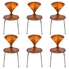 Mid-Century Modern Set of 6 Norman Cherner for Plycraft Stacking Chairs
