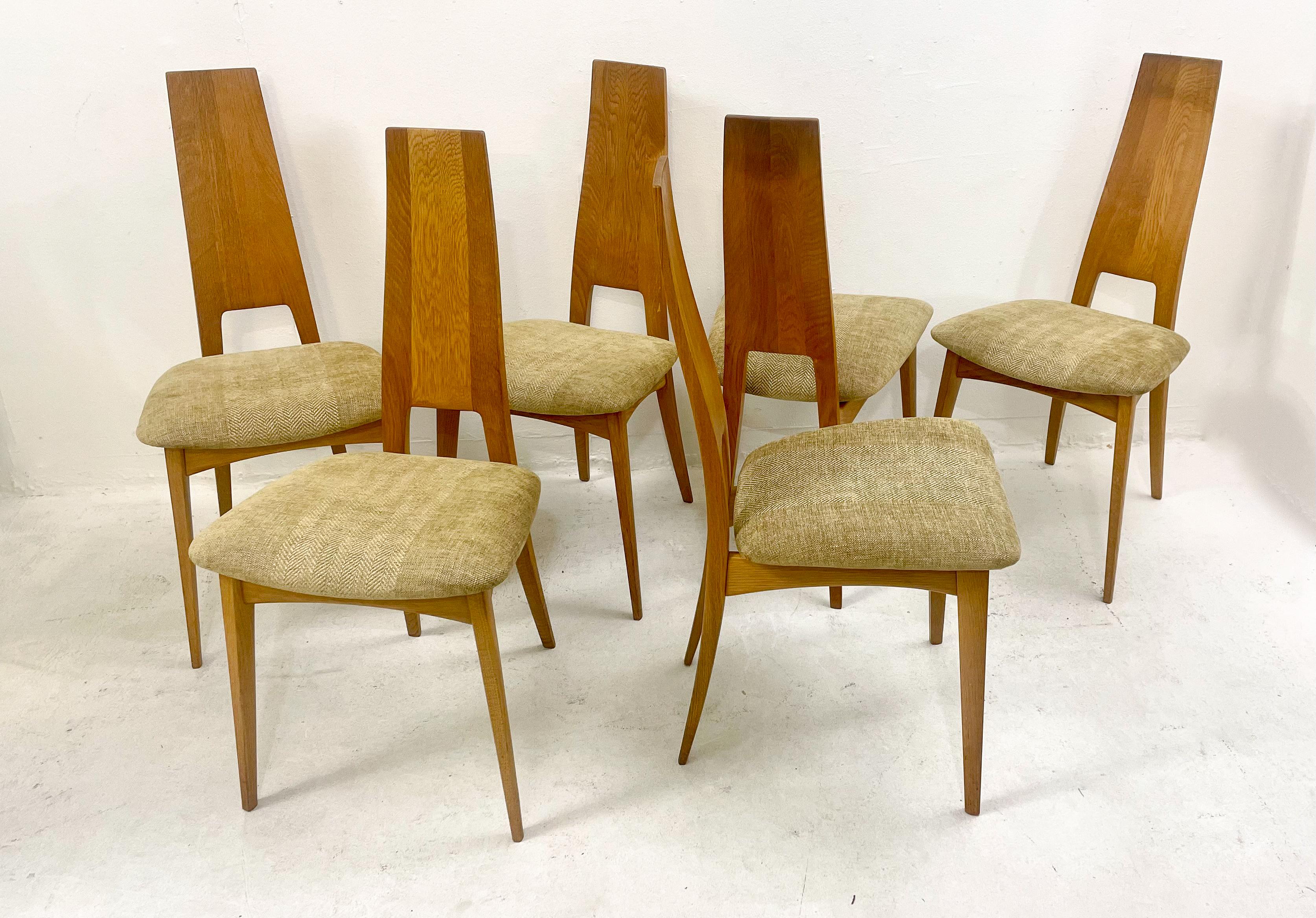Mid-Century Modern Set of 6 Oak Chairs, Germany, 1980s 1
