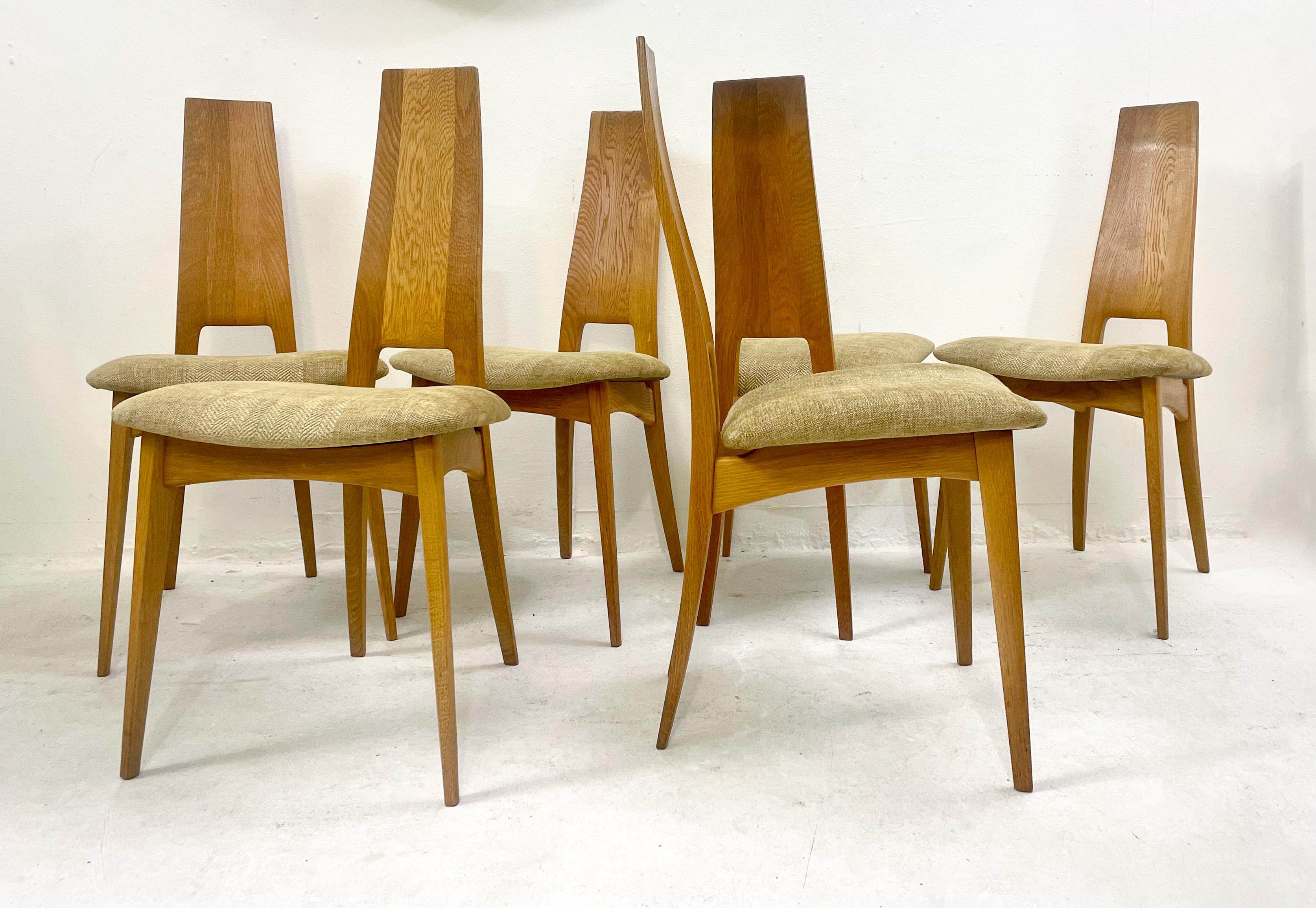 Mid-Century Modern Set of 6 Oak Chairs, Germany, 1980s 2