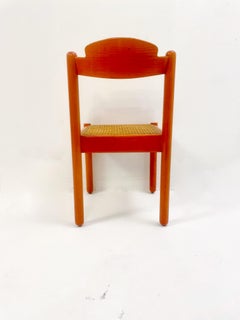 Mid-Century Modern Set of 6 Orange Chairs, Wood, Italy, 1960s