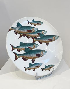 Mid-Century Modern Set of 6 Piero Fornasetti Fish Plates, Italy, 1955