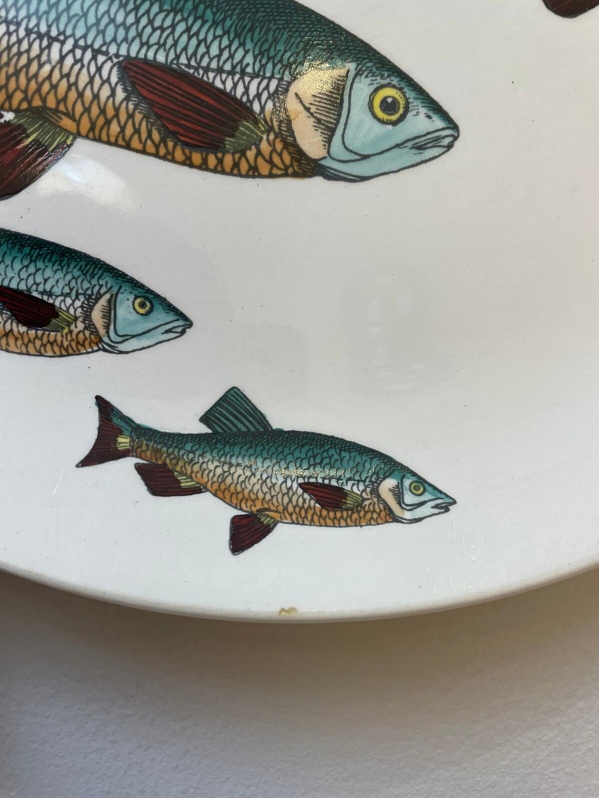 Mid-Century Modern Set of 6 Piero Fornasetti Fish Plates, Italy, 1955 For Sale 1