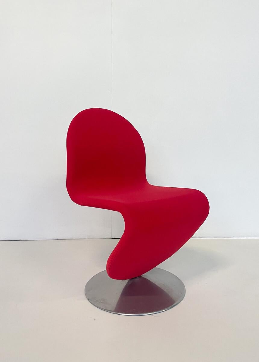 Mid-Century Modern Set of 6 Red System 123 Chairs by Verner Panton, 1973 For Sale 5