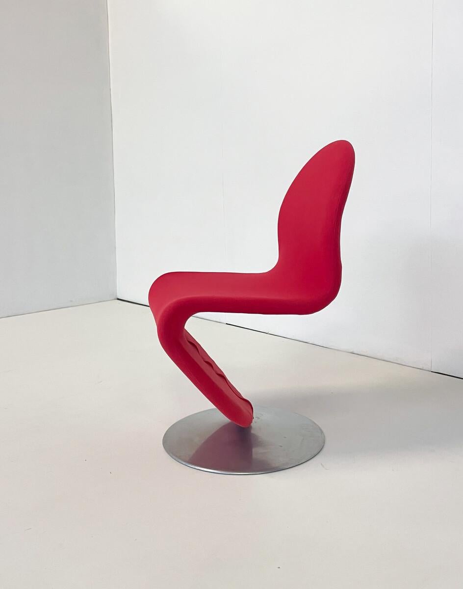 Mid-Century Modern Set of 6 Red System 123 Chairs by Verner Panton, 1973 For Sale 3