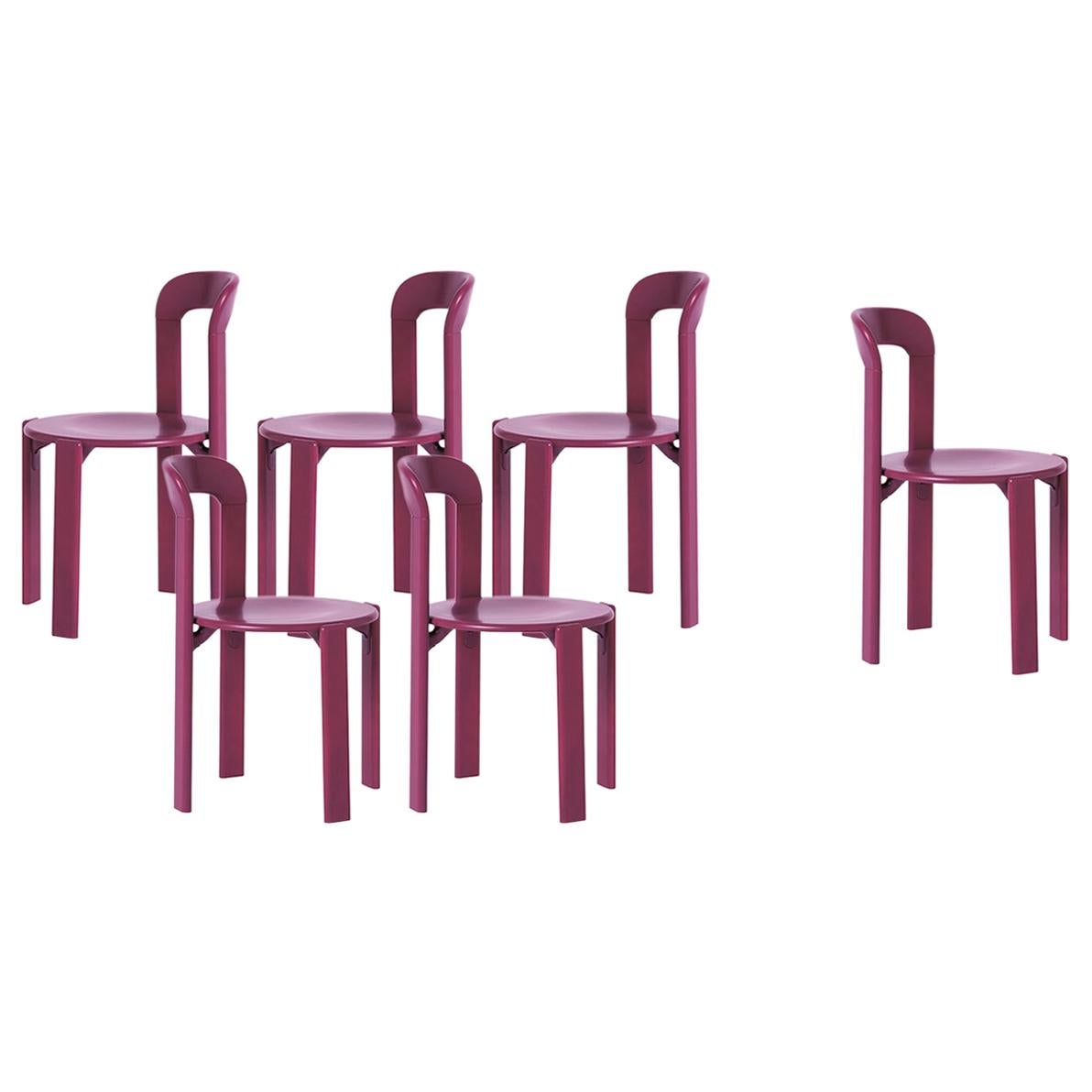 Mid-Century Modern, Set of 6 Rey, Purple Dining Chairs by Dietiker, Design 1971