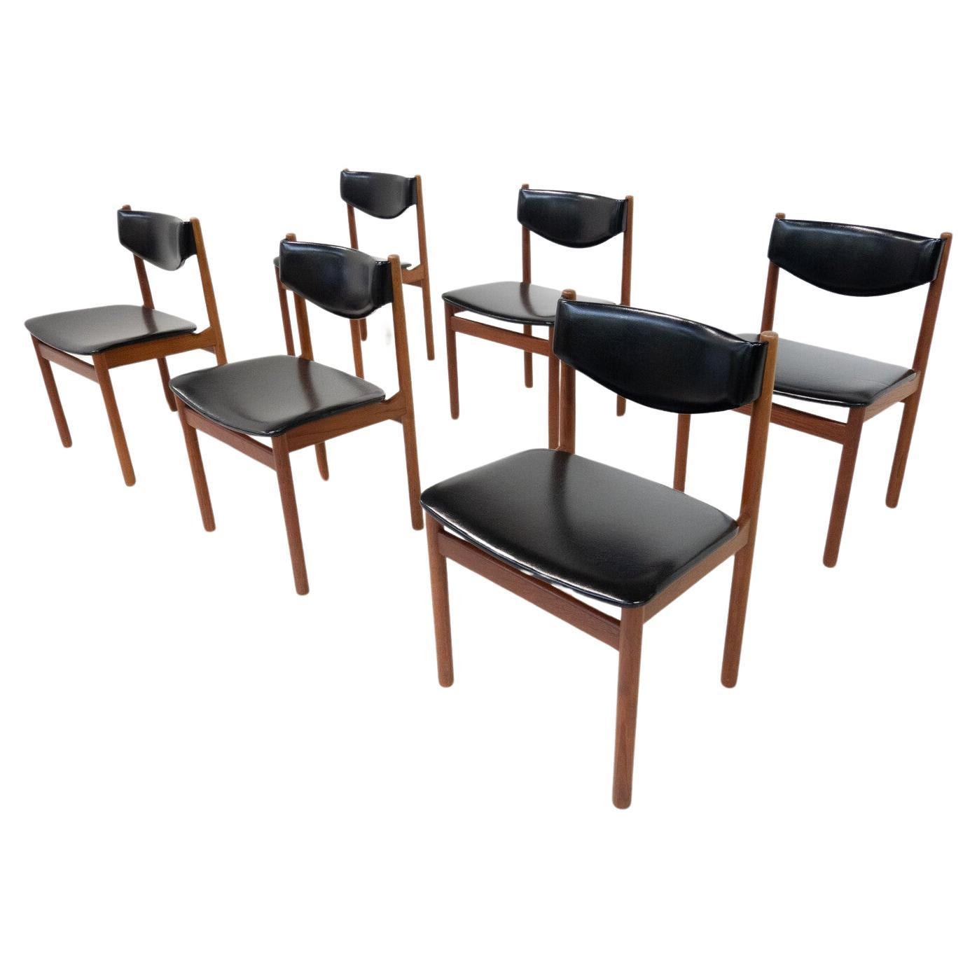 Mid-Century Modern Set of 6 Scandinavian Chairs, 1960s For Sale