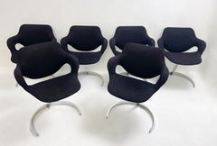Mid-Century Modern Set of 6 Scimitar Armchairs by Boris Tabacoff