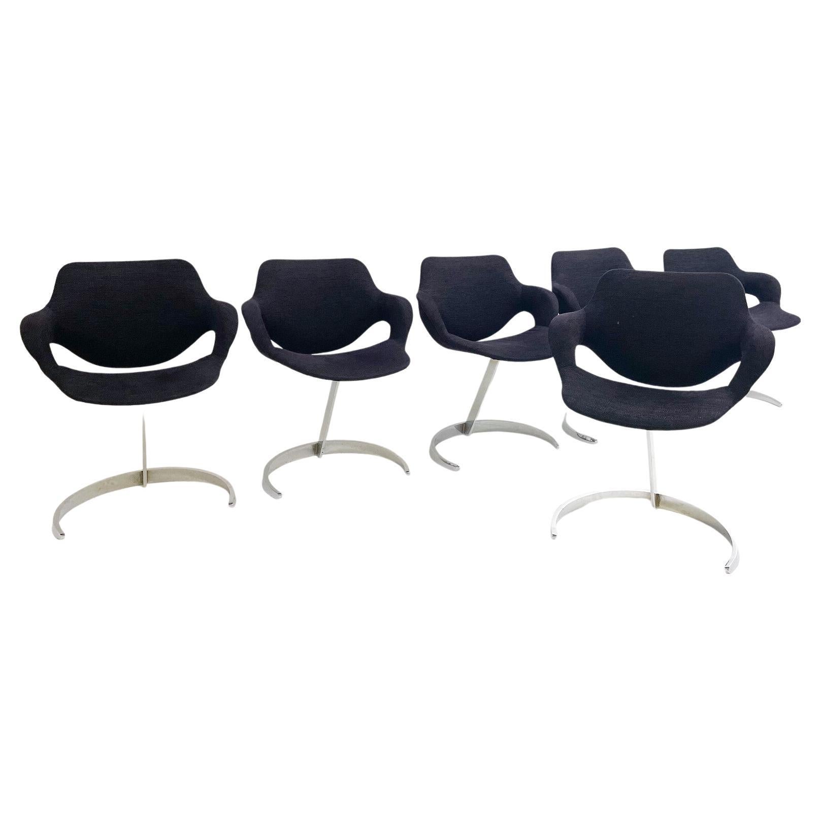 Mid-Century Modern Set of 6 Scimitar Armchairs by Boris Tabacoff For Sale