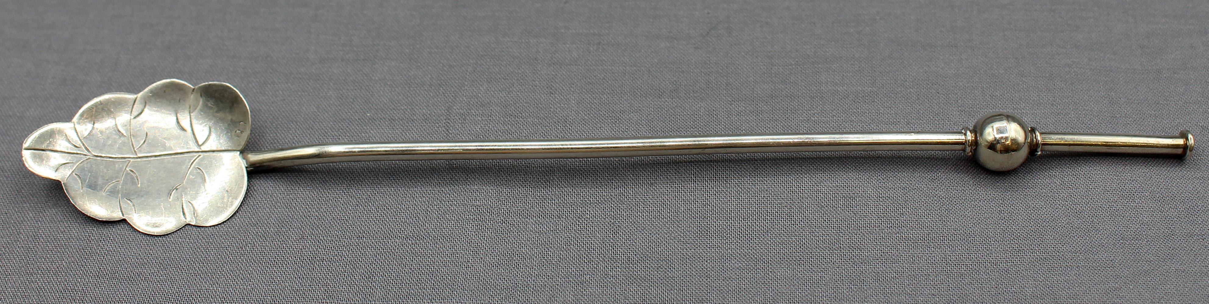 Mid-Century moderno Set di 6 cucchiai da tavola in argento Sterling probabilmente messicani, in stile Mid-Century Modern in vendita
