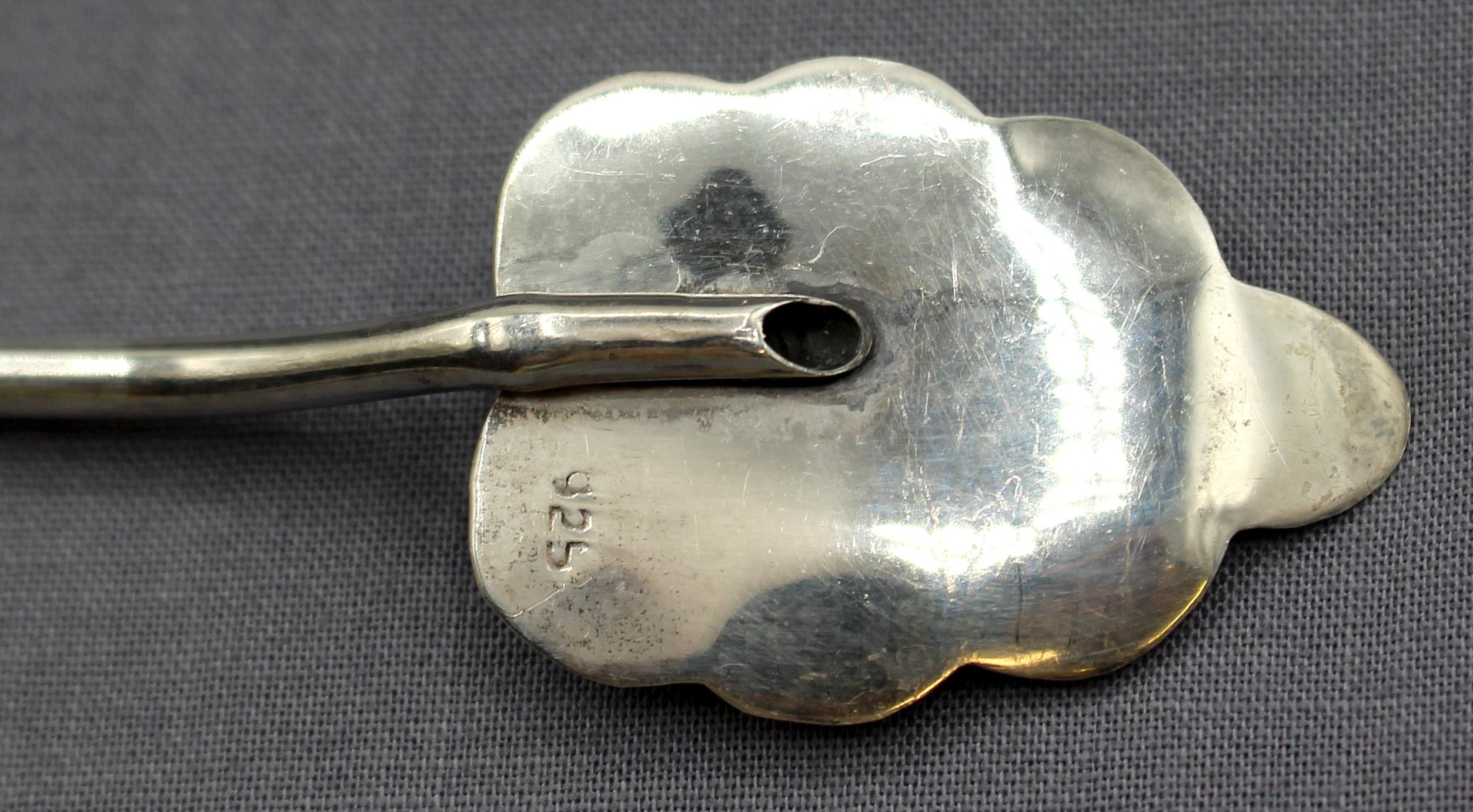 Set di 6 cucchiai da tavola in argento Sterling probabilmente messicani, in stile Mid-Century Modern In condizioni buone in vendita a Chapel Hill, NC