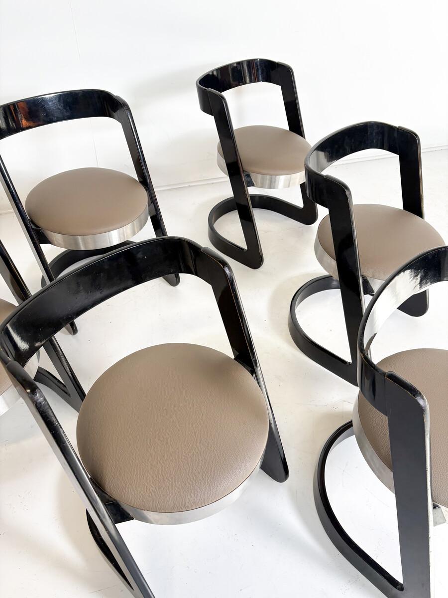 Mid-Century Modern Ensemble de 6 chaises Willy Rizzo pour Mario Sabot, Italie, 1970 en vente