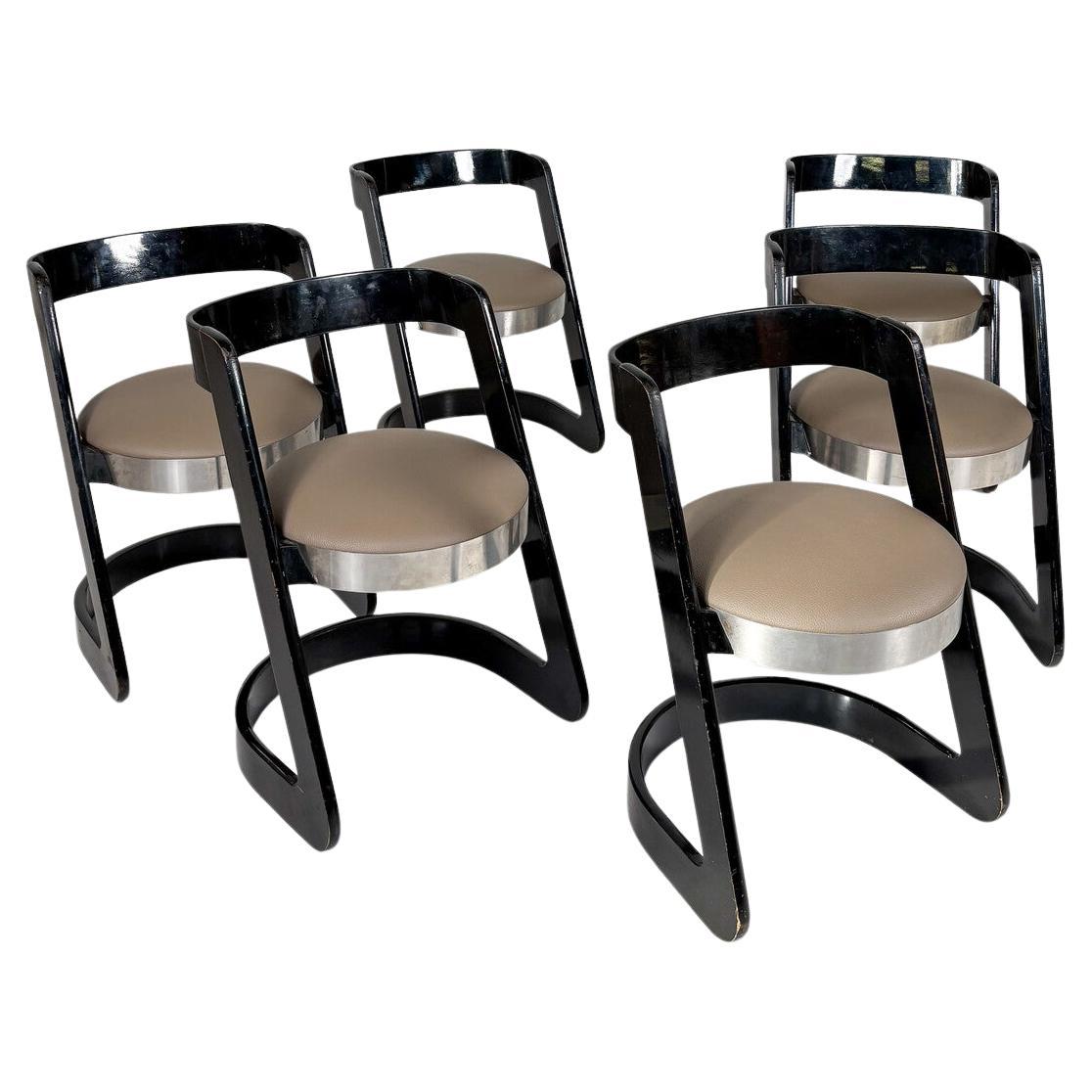 Mid-Century Modern, set of 6 Willy Rizzo chairs for Mario Sabot, Italy, 1970s