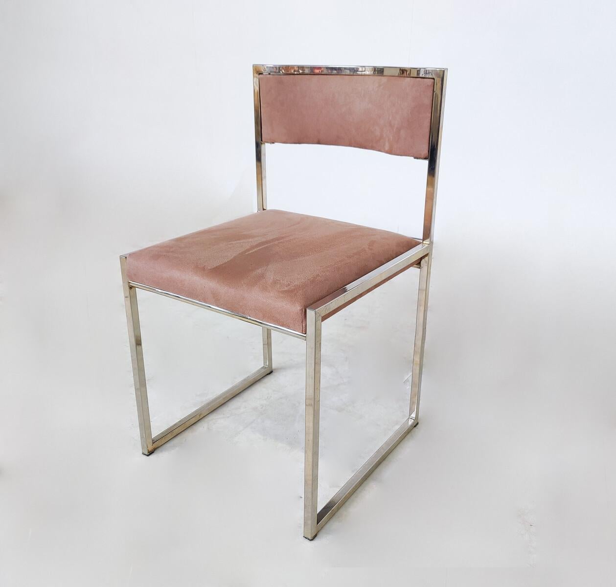 Italian Mid-Century Modern Set of 6 Willy Rizzo Dining Chairs, Italy, circa 1970s