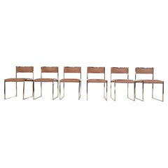 Mid-Century Modern Set of 6 Willy Rizzo Dining Chairs, Italy, circa 1970s