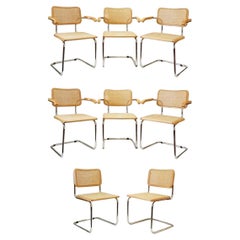 Mid-Century Modern set of 6Armchairs+2chairs - Marcel Breuer Style, Italy 1980s