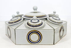 Mid-Century Modern Set of Seven Ceramic Pottery Canister Set, Signed