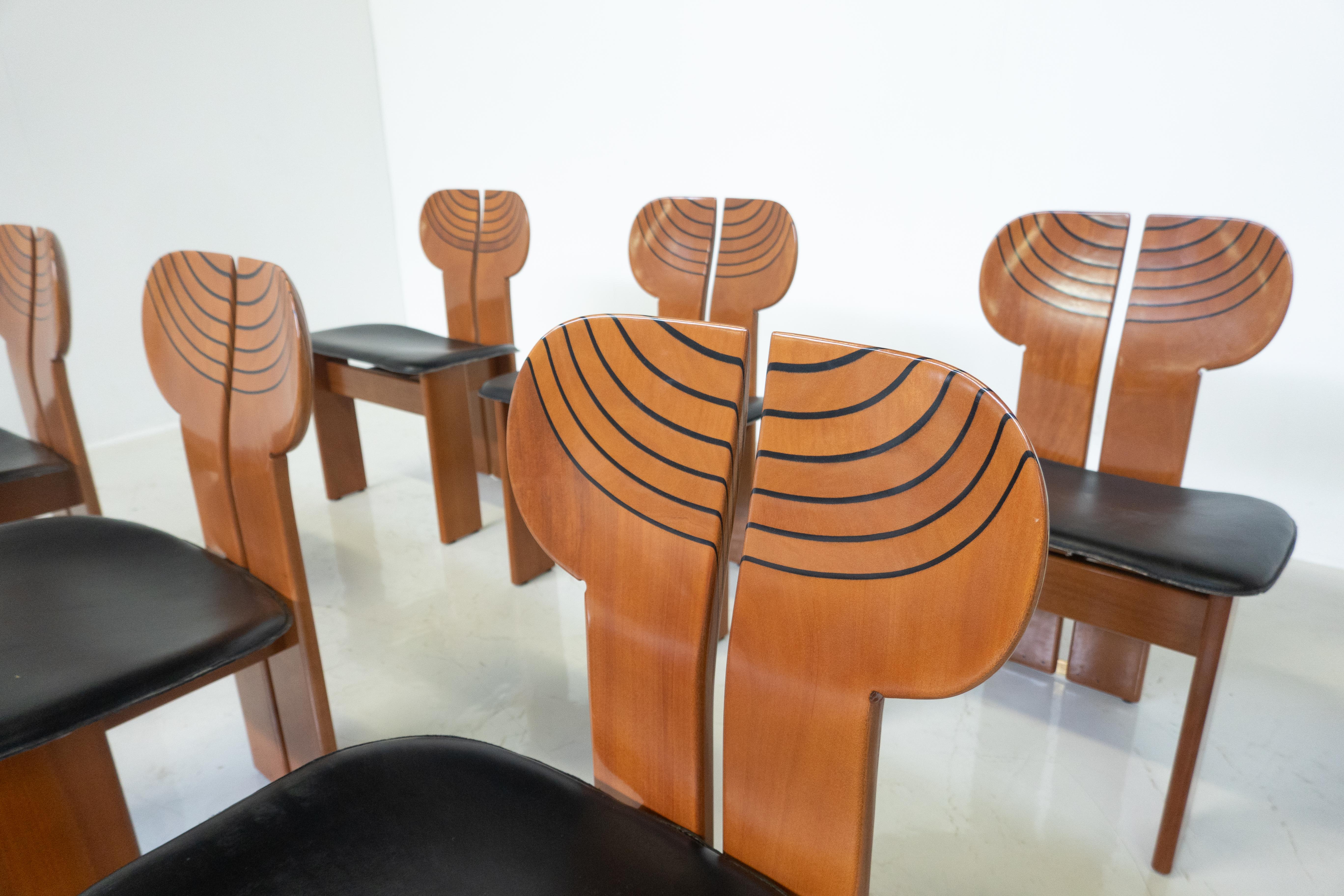 Mid-Century Modern Set of 8 Africa Chairs by Afra & Tobia Scarpa for Maxalto  5