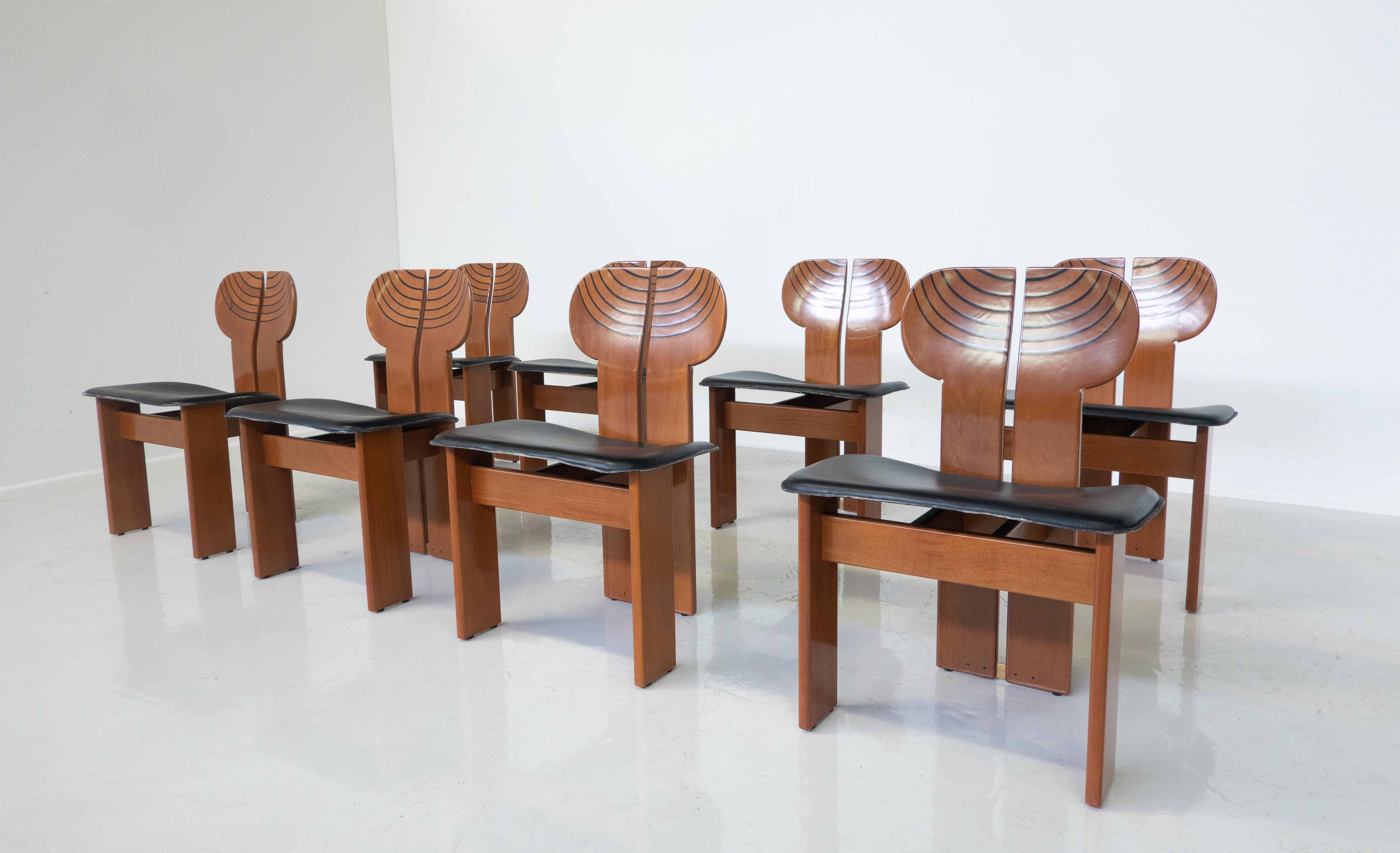 Mid-Century Modern Set of 8 Africa Chairs by Afra & Tobia Scarpa for Maxalto  6