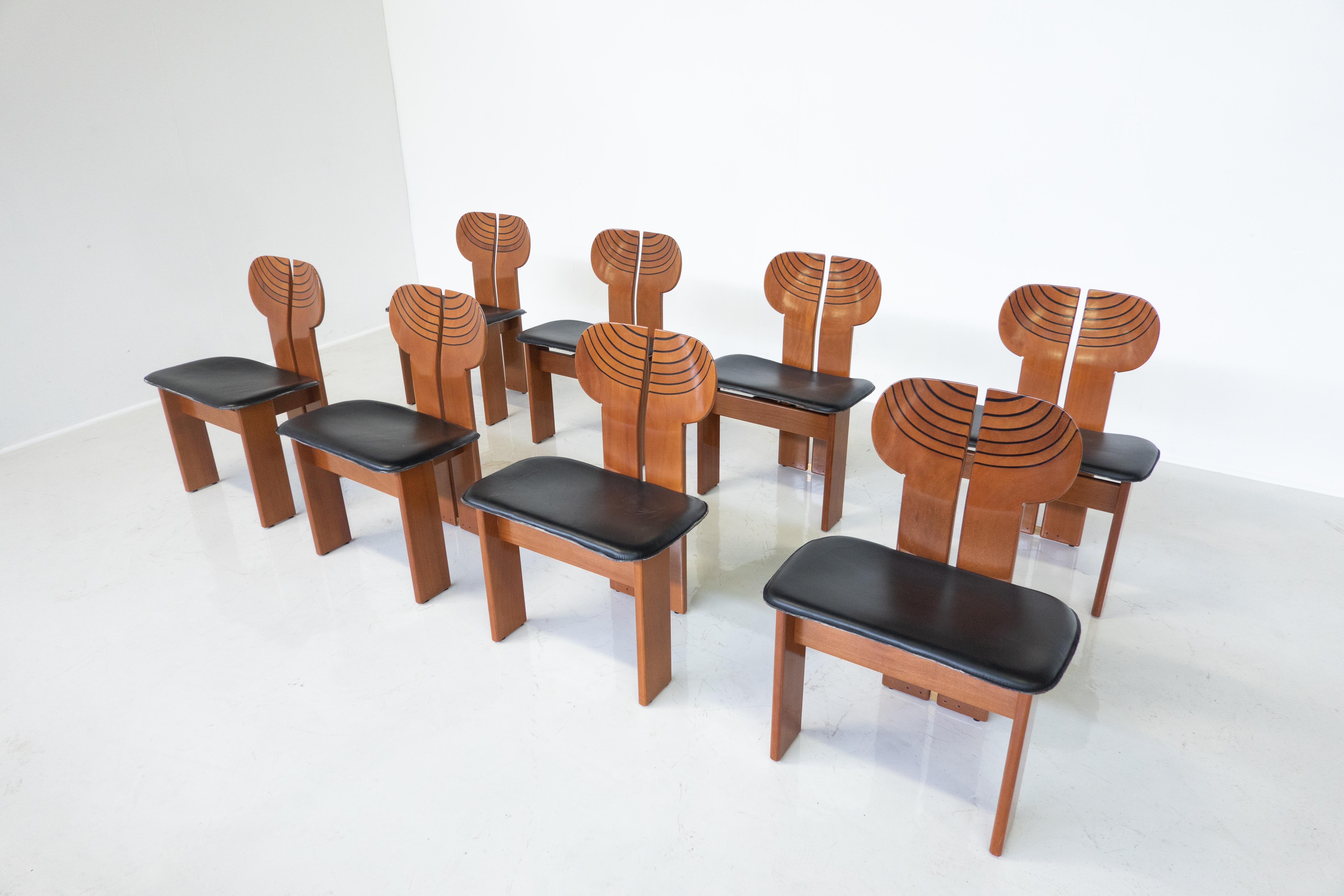 Mid-Century Modern Set of 8 Africa Chairs by Afra & Tobia Scarpa for Maxalto  7