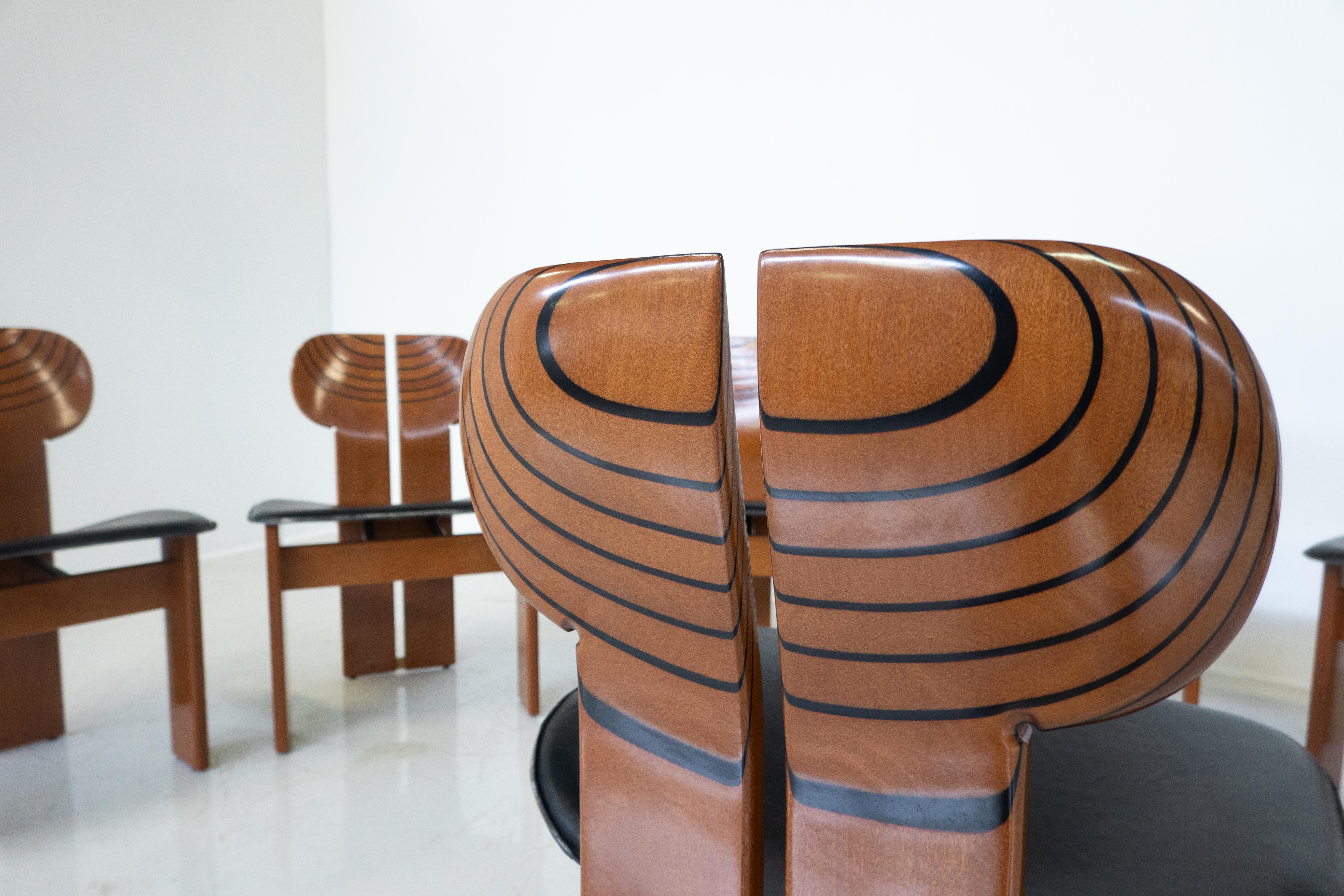 Mid-Century Modern Set of 8 Africa Chairs by Afra & Tobia Scarpa for Maxalto  8