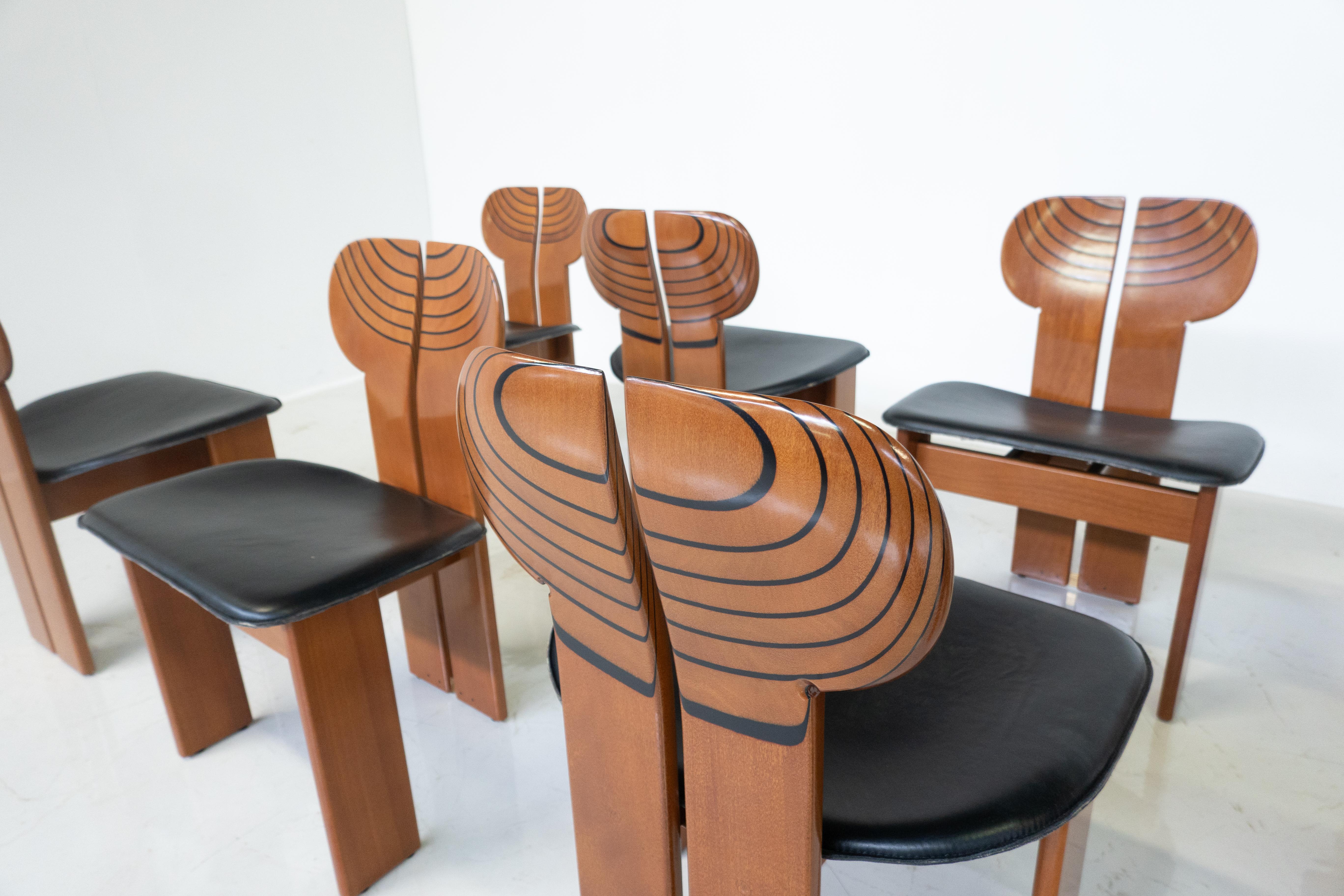 Mid-Century Modern Set of 8 Africa Chairs by Afra & Tobia Scarpa for Maxalto  3