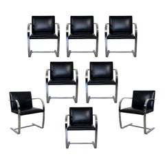 Mid-Century Modern Set of 8 Chrome Cantilever Dining Armchairs Brno Knoll, 1970s