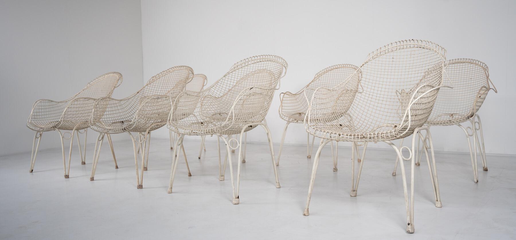 Ensemble de 8 chaises de jardin The Moderns, Italie, années 1950 en vente 5