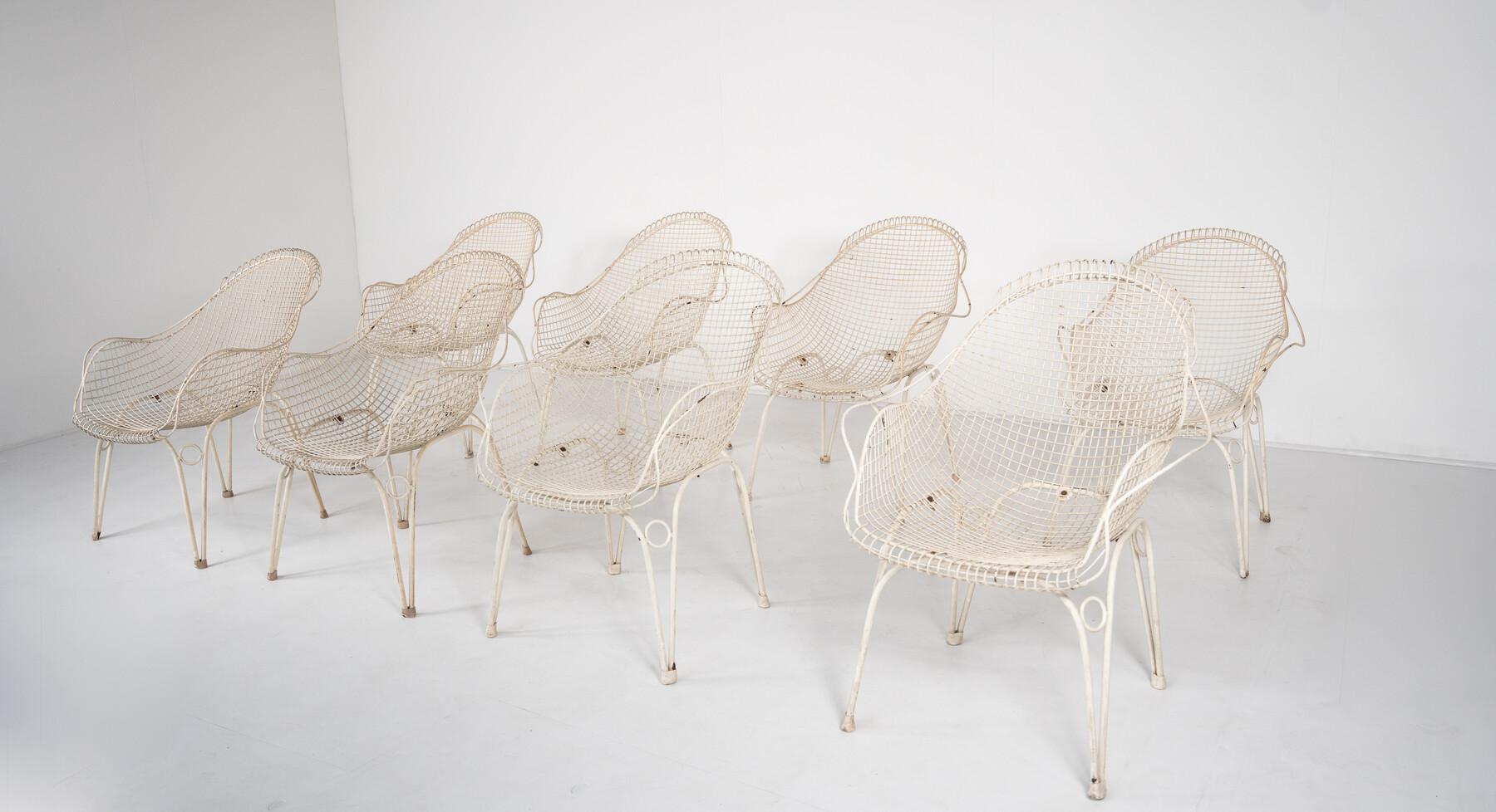 Ensemble de 8 chaises de jardin The Moderns, Italie, années 1950 en vente 8