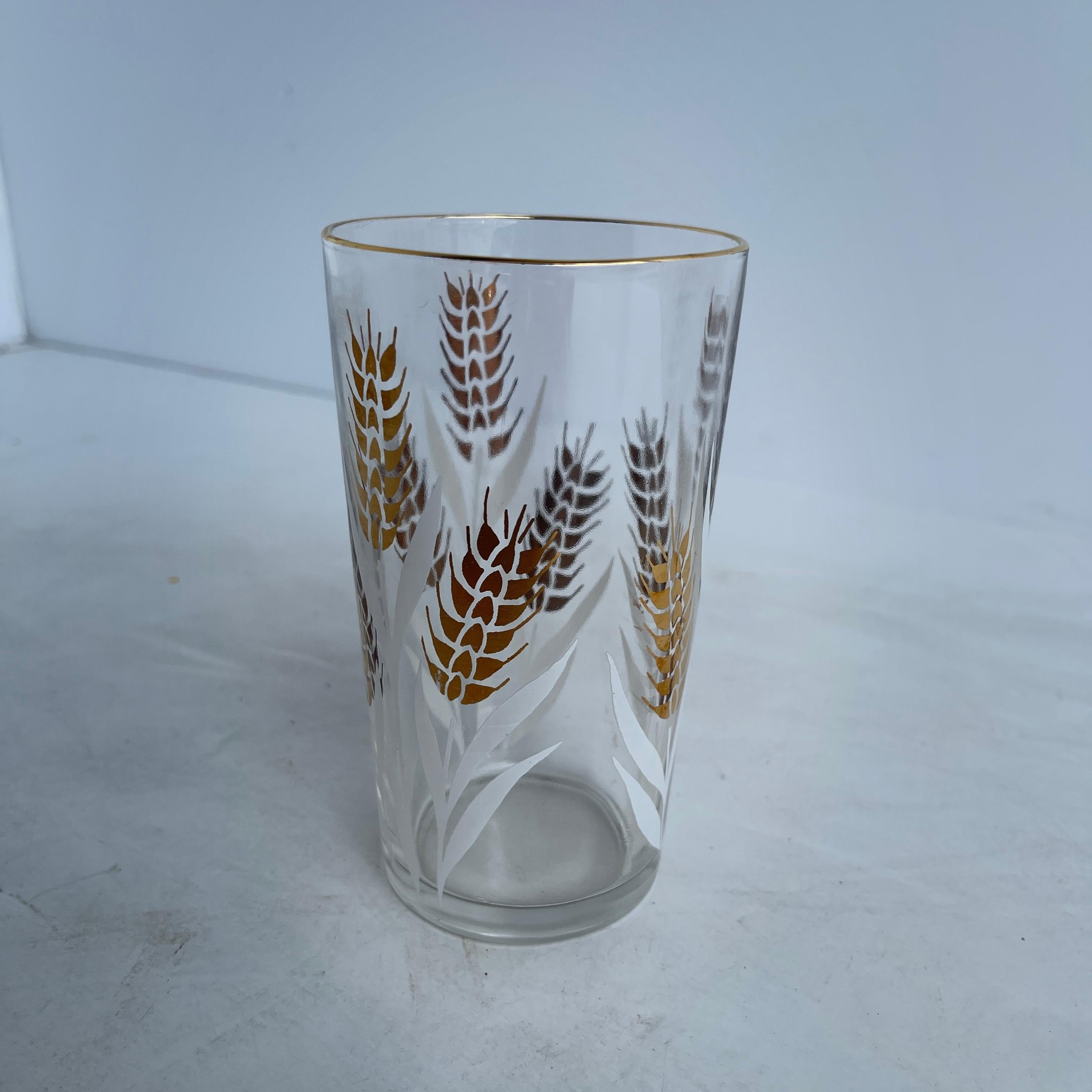 Mid-Century Modern Set of 8 Highball Glasses with Brass Caddy 3