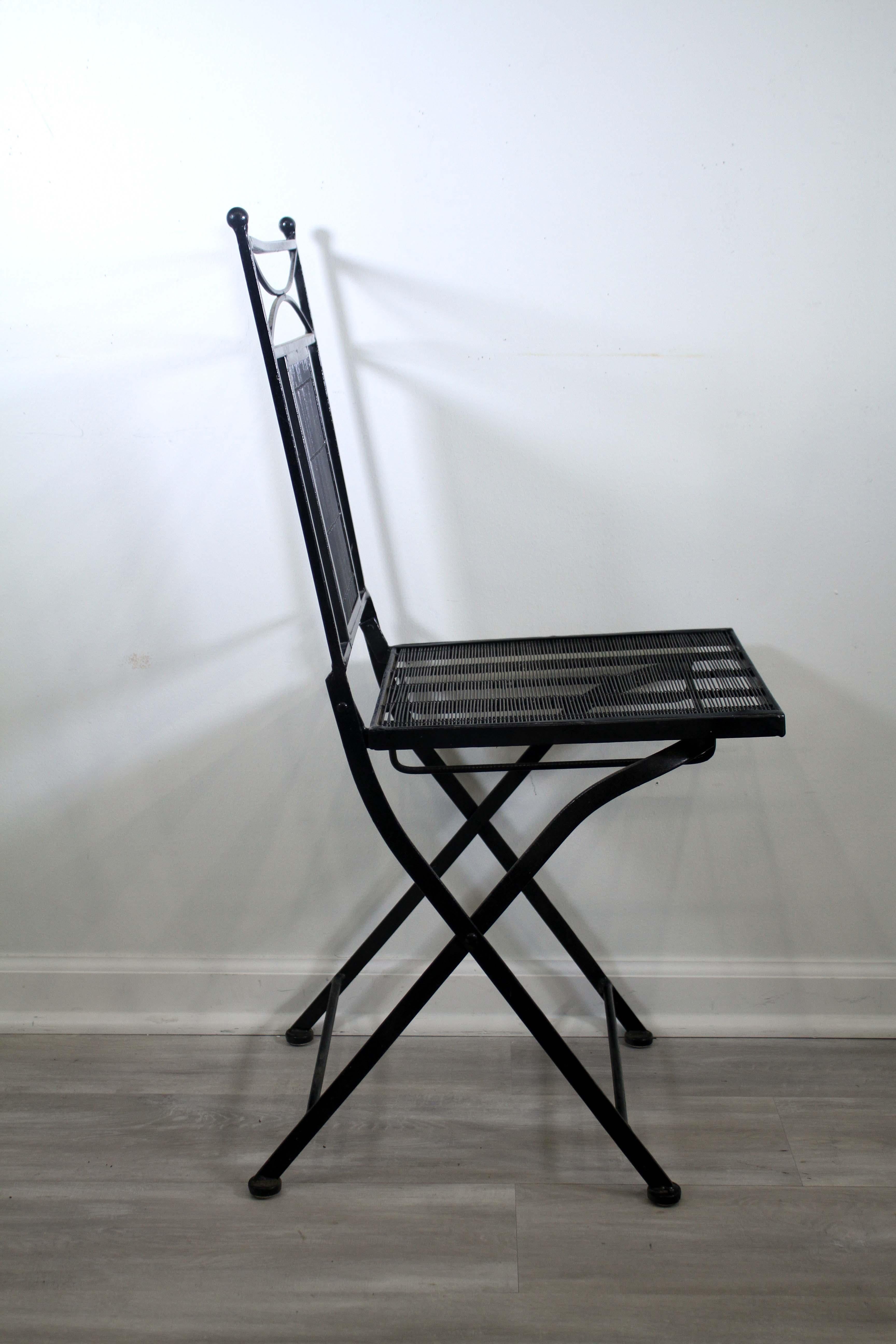 20th Century Mid-Century Modern Set of 8x Vintage Wrought Iron Folding Chairs Salterini Style
