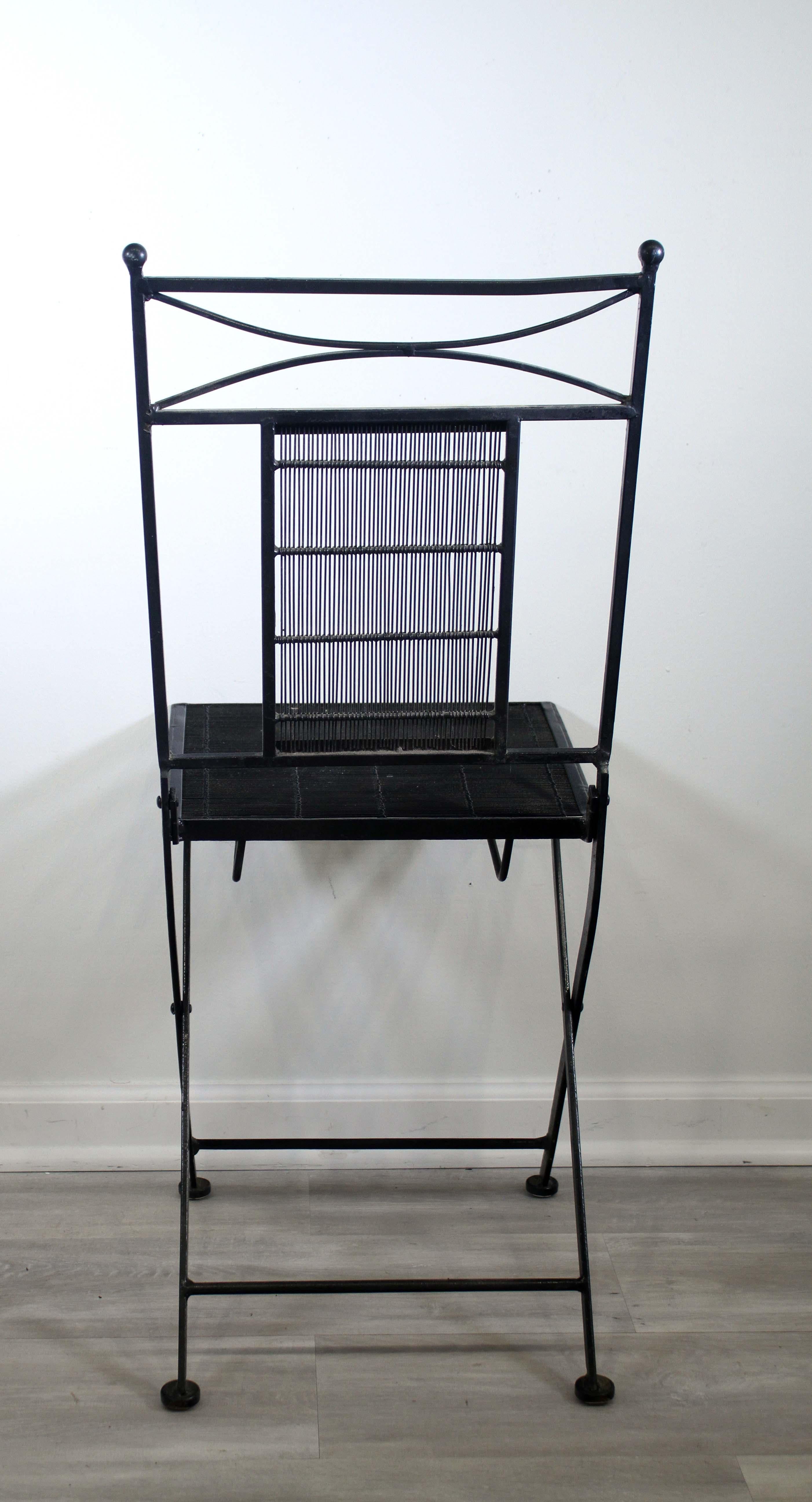 Mid-Century Modern Set of 8x Vintage Wrought Iron Folding Chairs Salterini Style 1