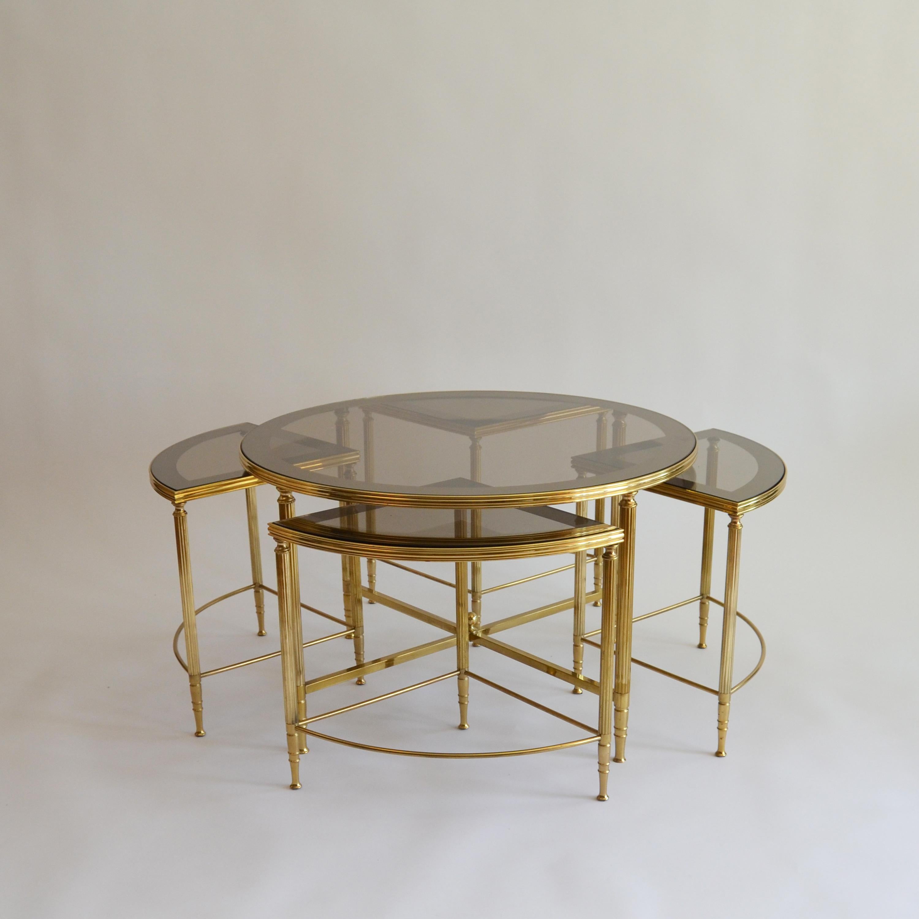 Mid-Century Modern Set of Brass Coffee Tables by Maison Jansen, France, 1970 8