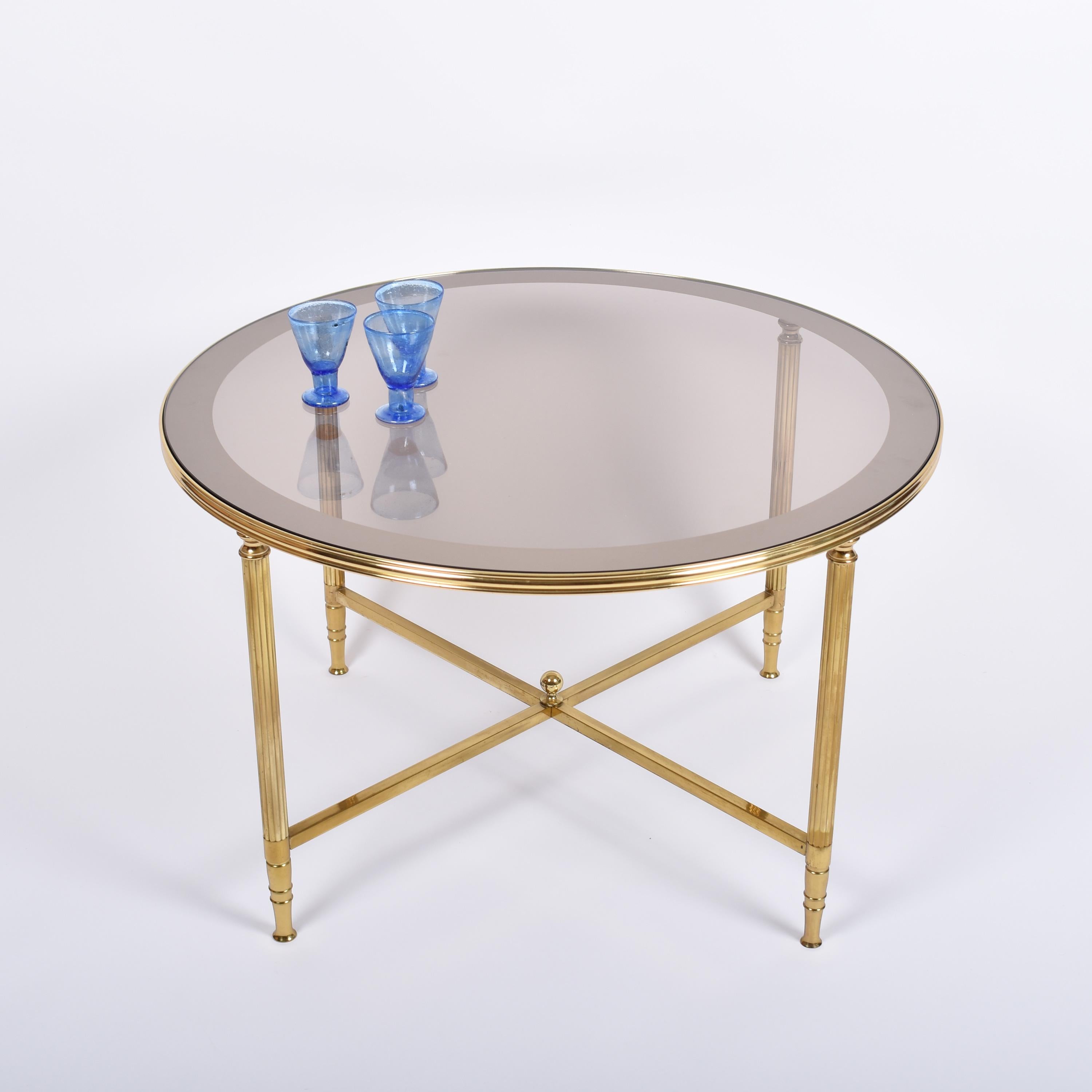 Mid-Century Modern Set of Brass Coffee Tables by Maison Jansen, France, 1970 In Good Condition In Le Grand-Saconnex, CH
