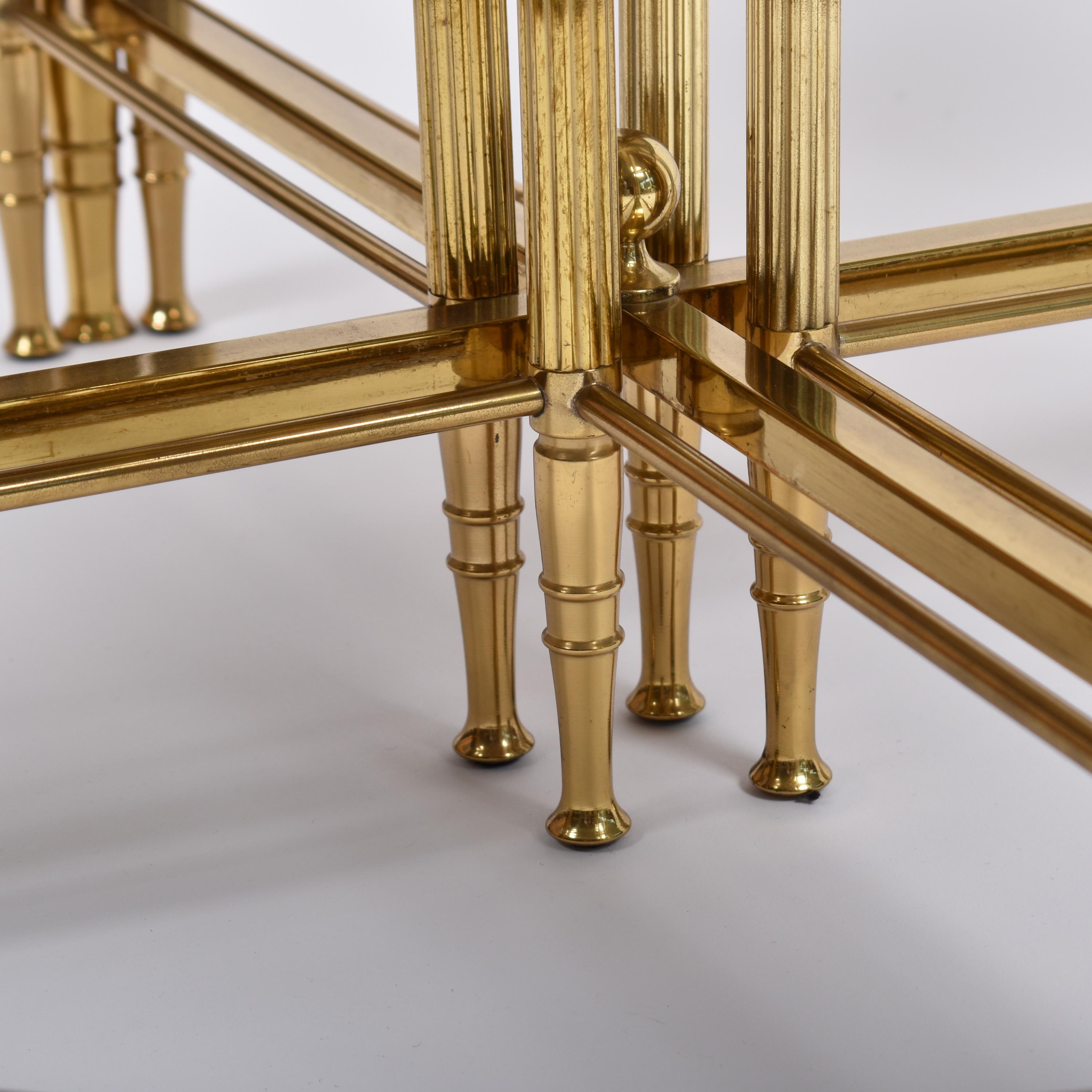 Mid-Century Modern Set of Brass Coffee Tables by Maison Jansen, France, 1970 3