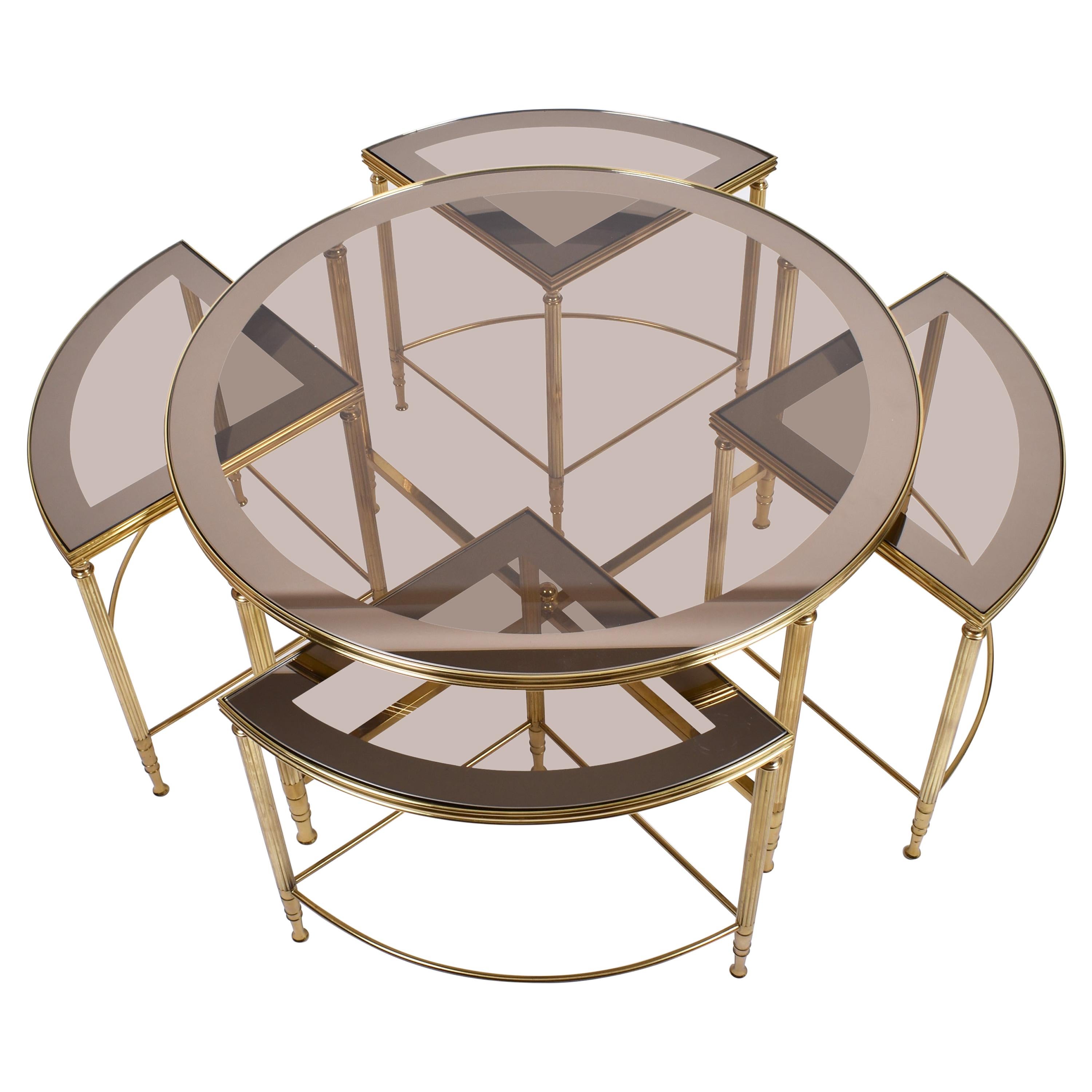 Mid-Century Modern Set of Brass Coffee Tables by Maison Jansen, France, 1970