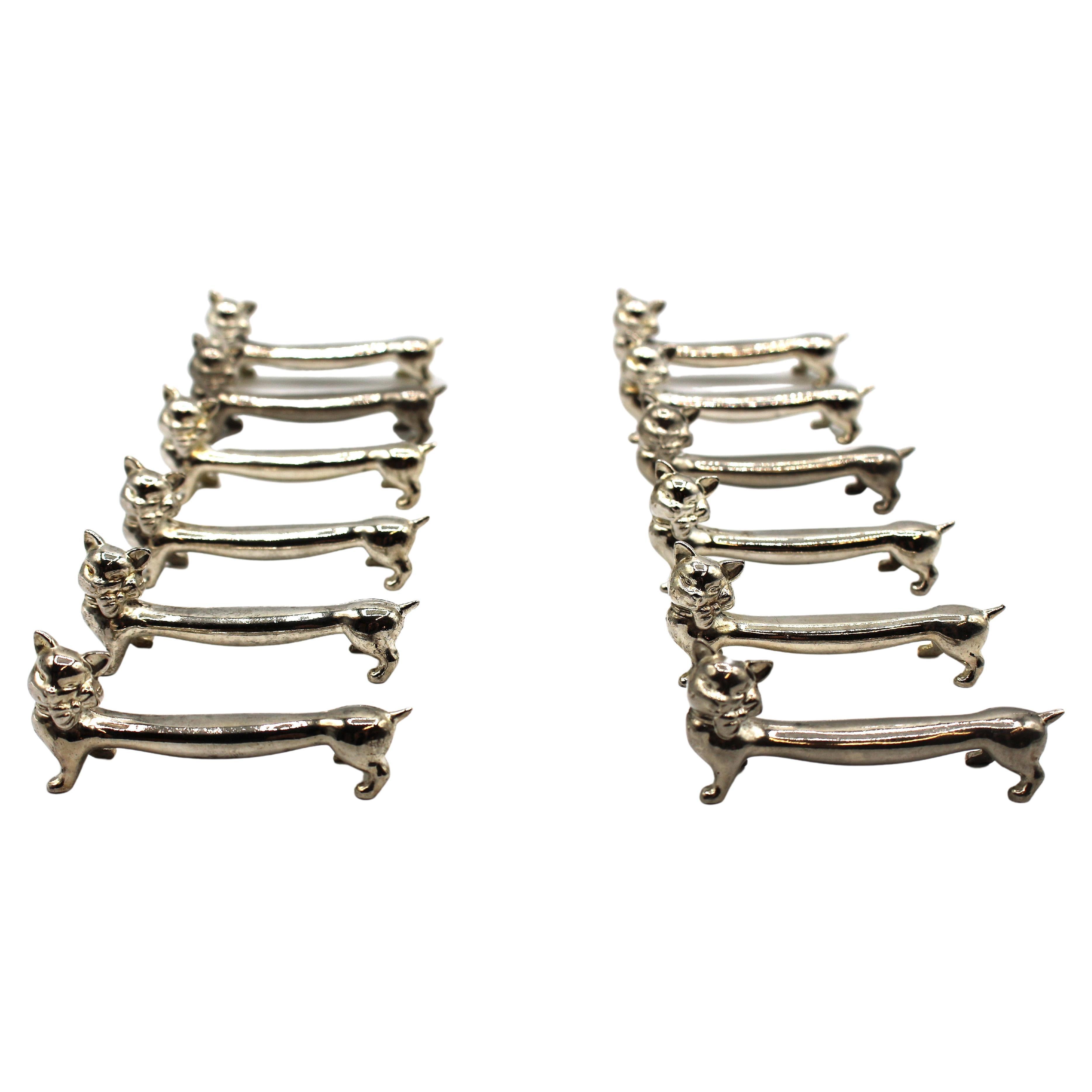 Mid-Century Modern Set of Cat Knife Rests