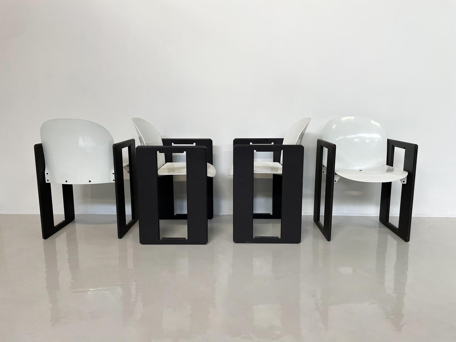 Mid-Century Modern Set of Diagolo 4 Chairs by Afra & Tobia Scarpa for B&B Italia For Sale 1