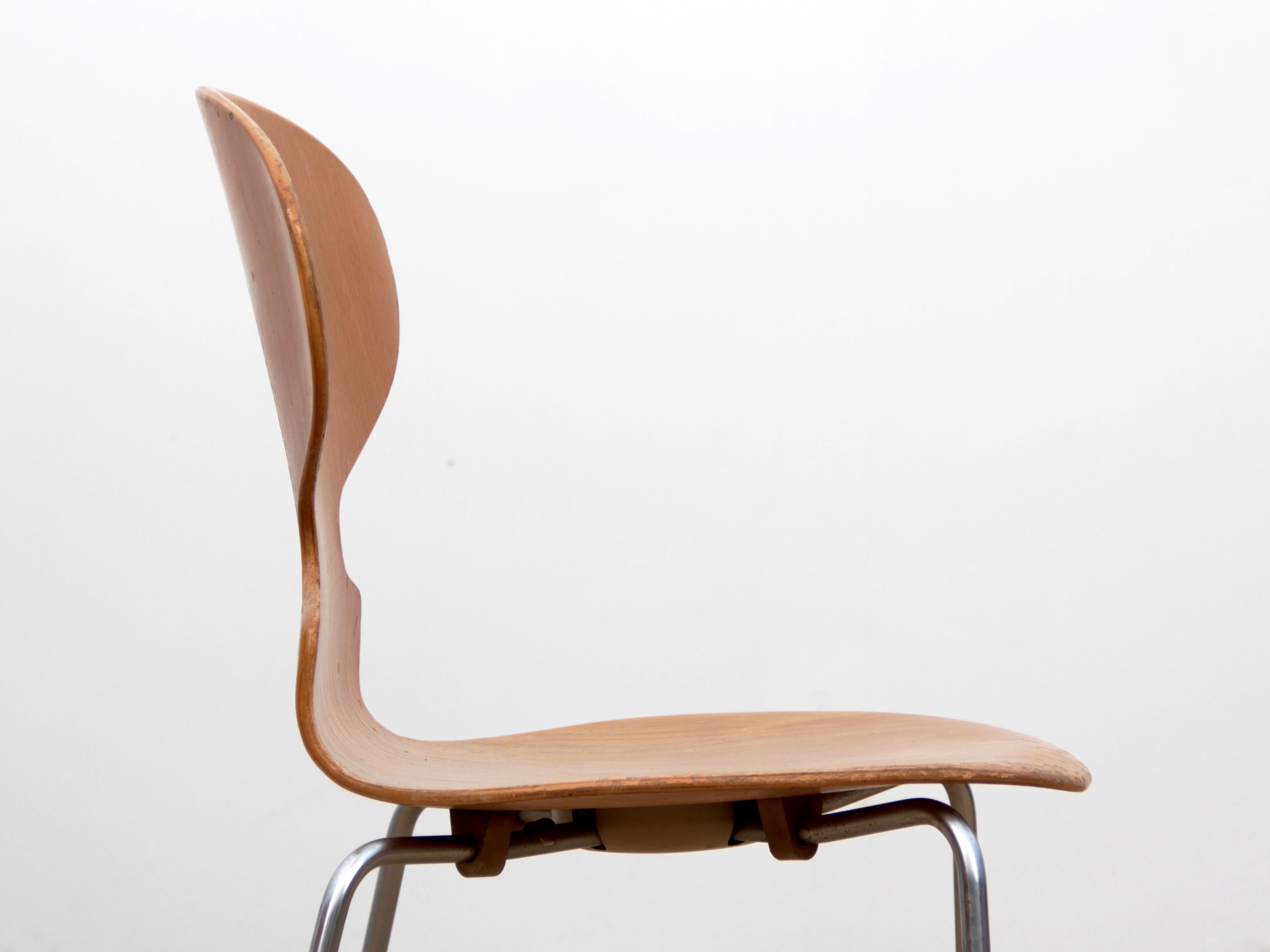 Beech Mid-Century Modern Set of Dining Hant Chairs, 4 Legs