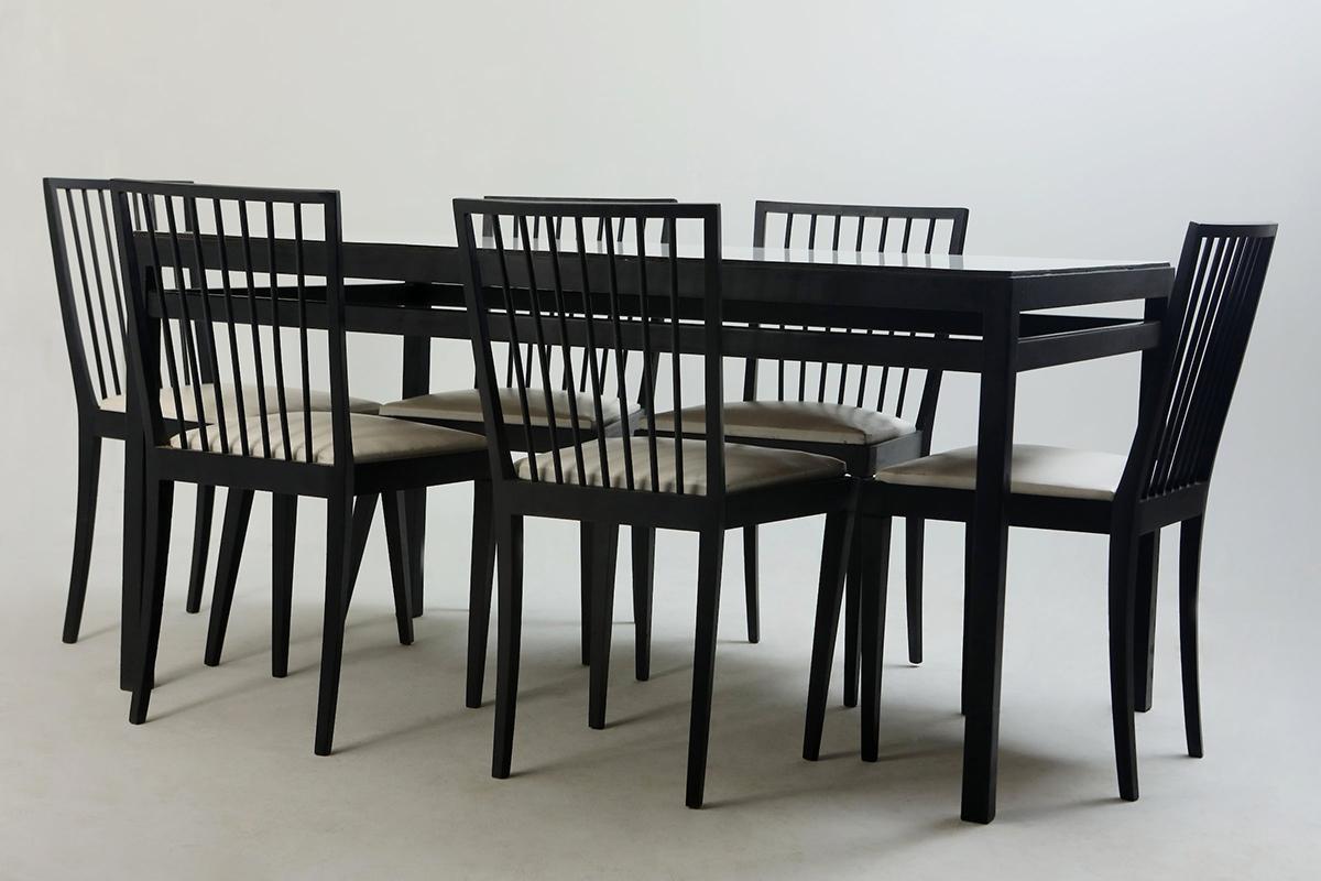mid century modern dining table black