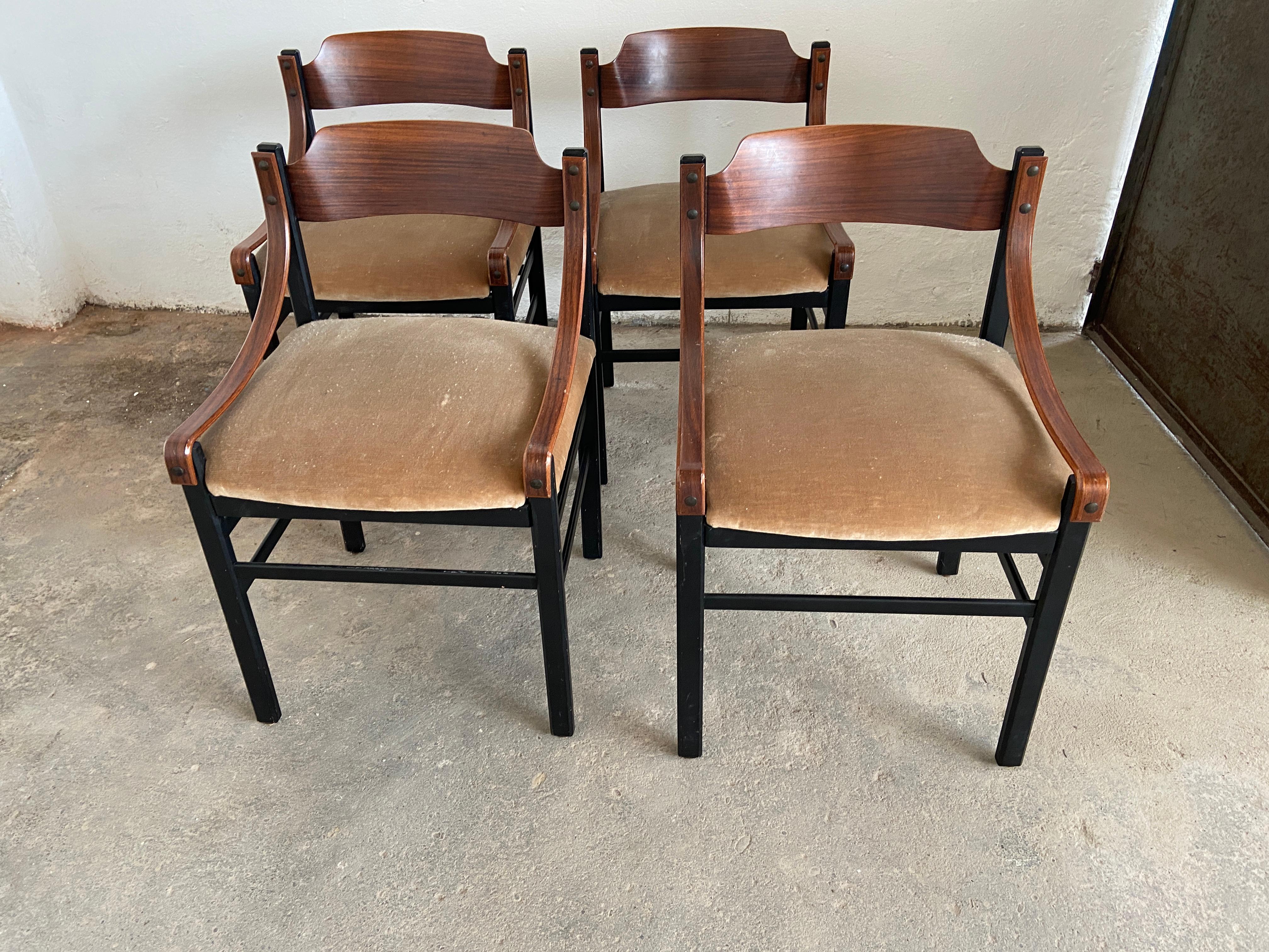 Mid-20th Century Mid-Century Modern Set of Four Danish Dining Room Mahogany Chairs, 1960s For Sale
