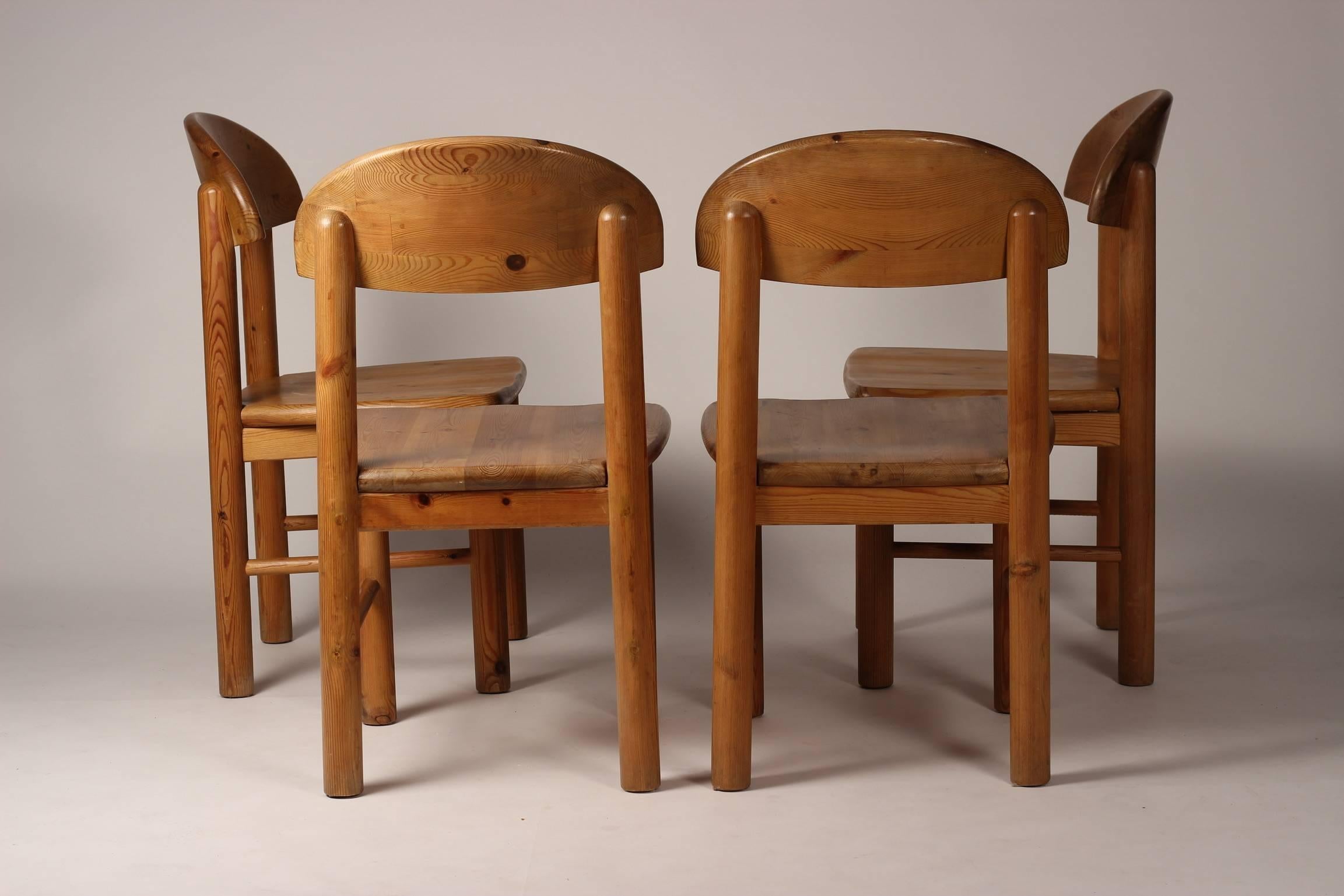 Late 20th Century Mid-Century Modern Set of Four Pine Danish Chairs by Rainer Daumiller