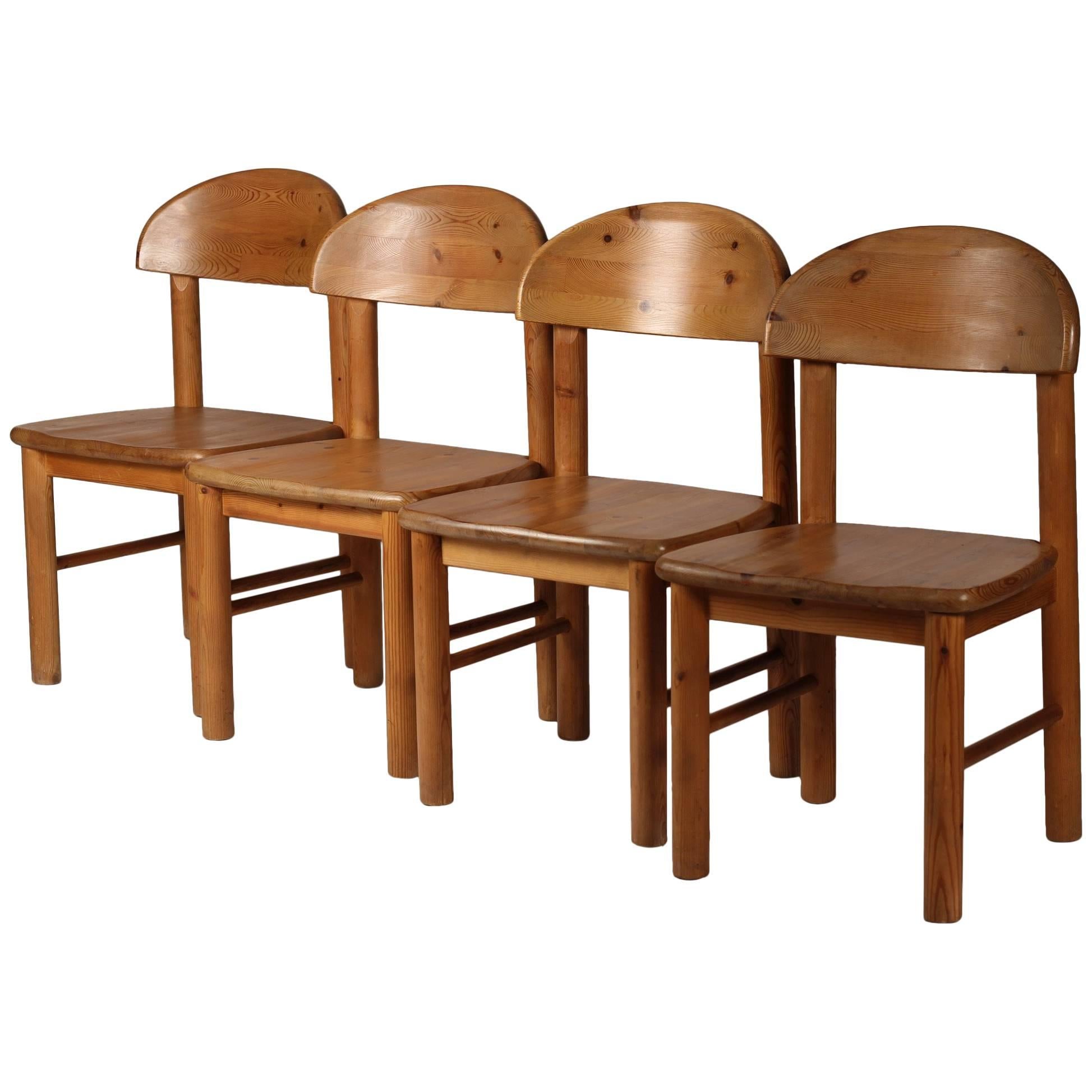 Mid-Century Modern Set of Four Pine Danish Chairs by Rainer Daumiller