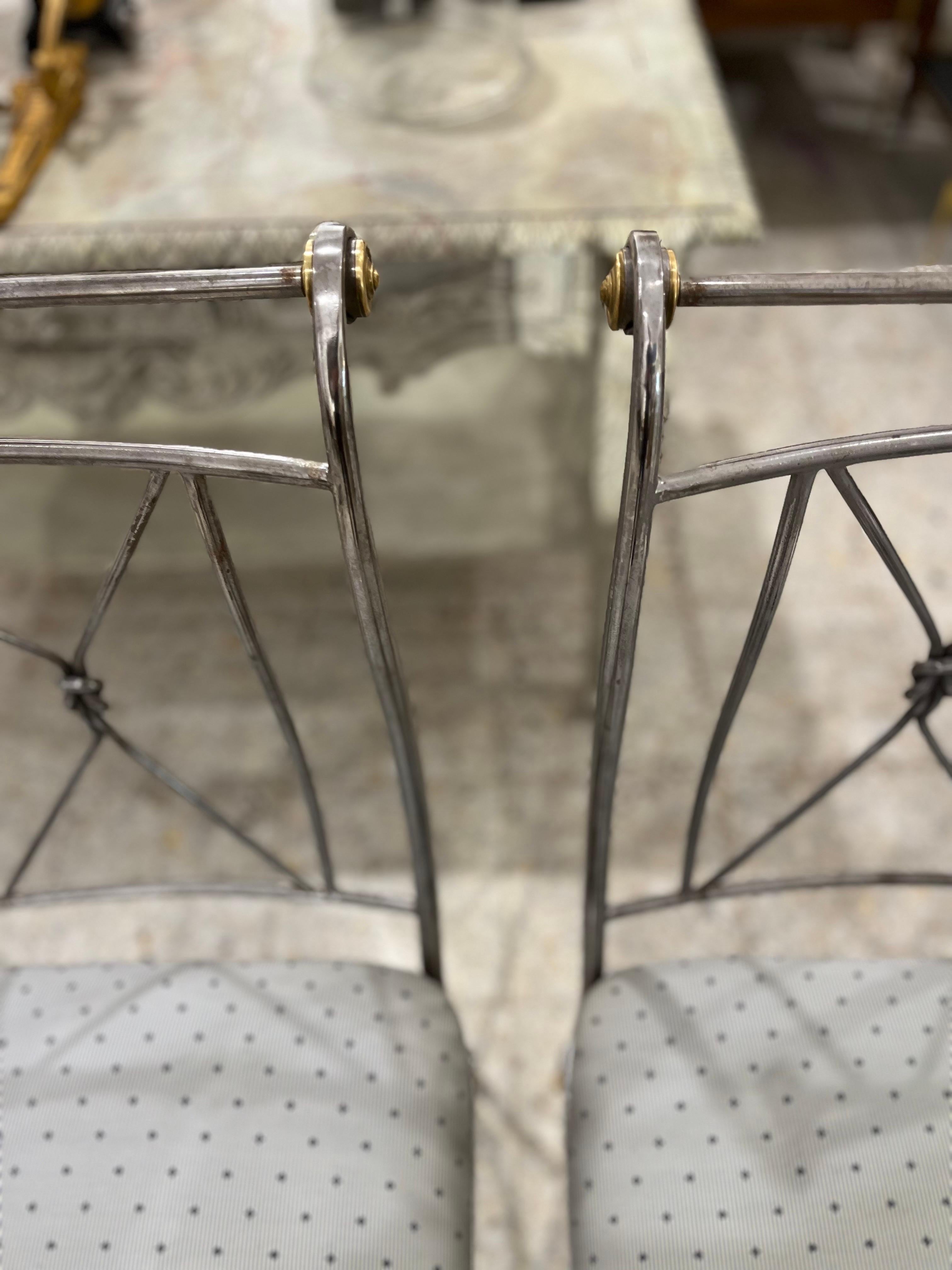 Mid Century Modern Set of Four Steel and Brass Chairs by Alberto Orlandi For Sale 6