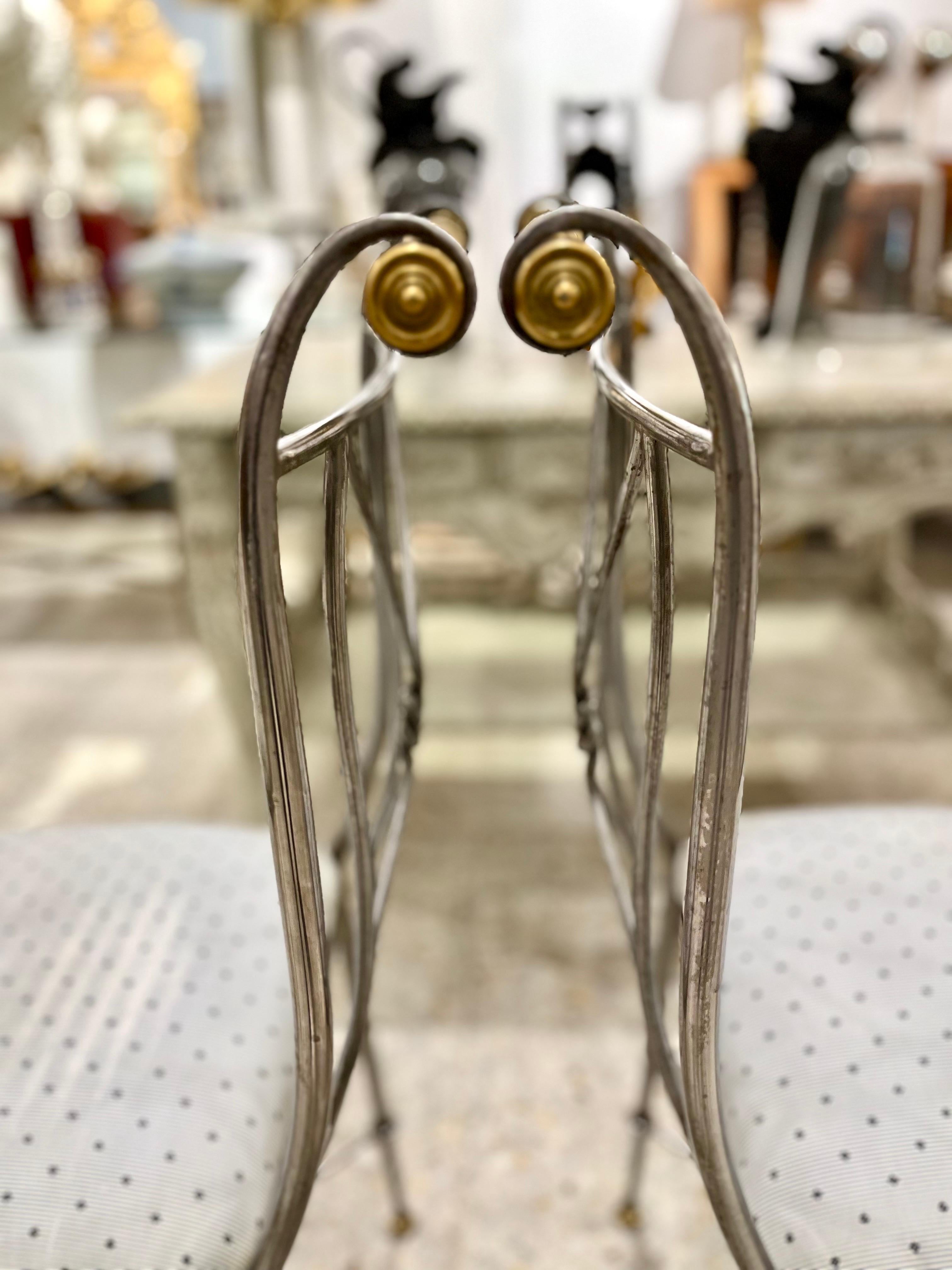 Mid Century Modern Set of Four Steel and Brass Chairs by Alberto Orlandi For Sale 12