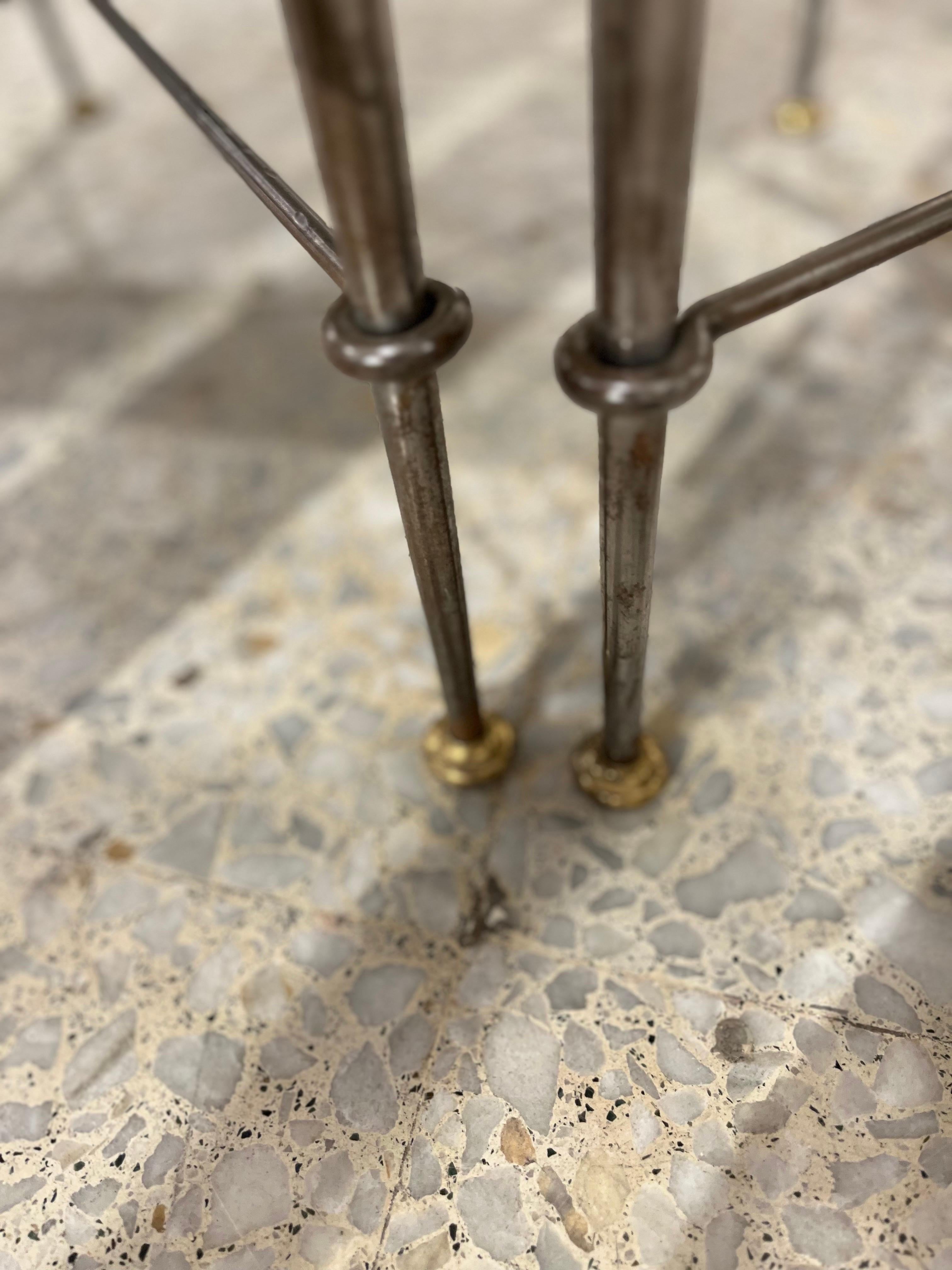 Mid Century Modern Set of Four Steel and Brass Chairs by Alberto Orlandi In Good Condition For Sale In Madrid, ES