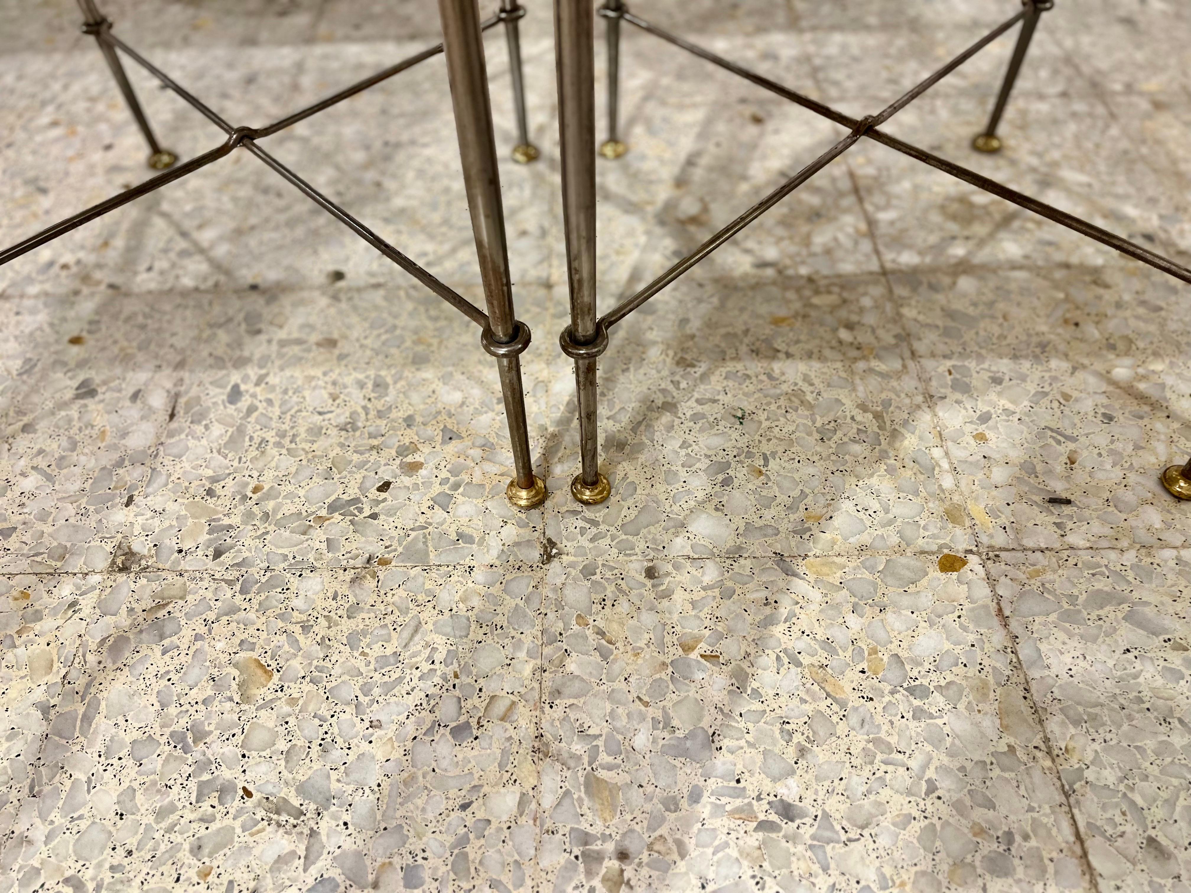 20th Century Mid Century Modern Set of Four Steel and Brass Chairs by Alberto Orlandi For Sale