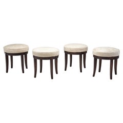 Vintage Mid-Century Modern Set of Four Stools in Cowhide, Europe, ca 1950s