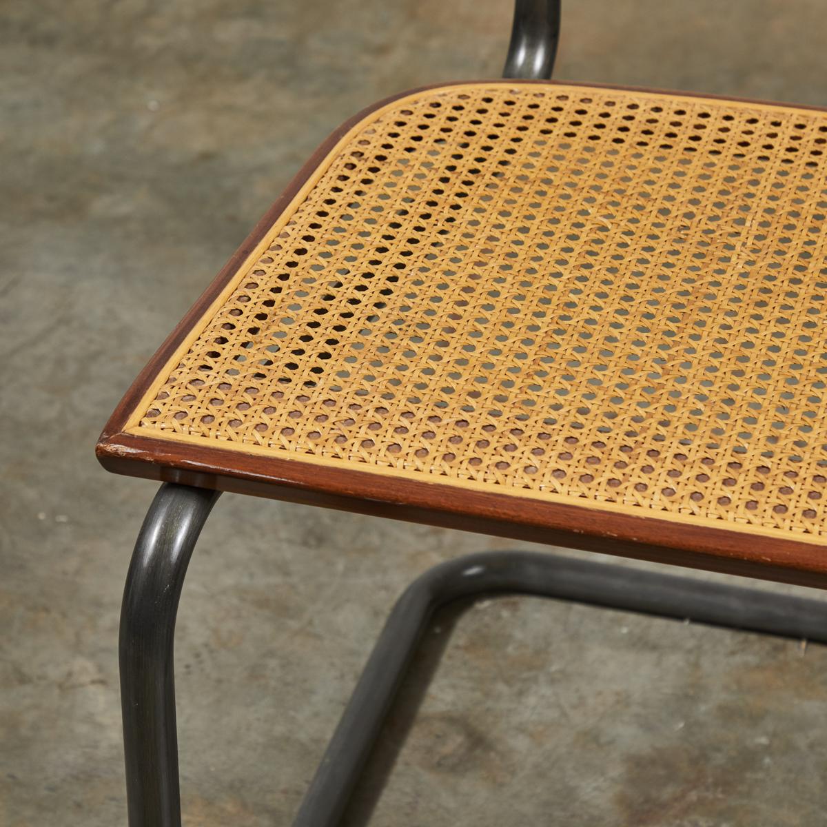 American Mid-Century Modern Set of Four Vintage Caned Metal Dining Chairs