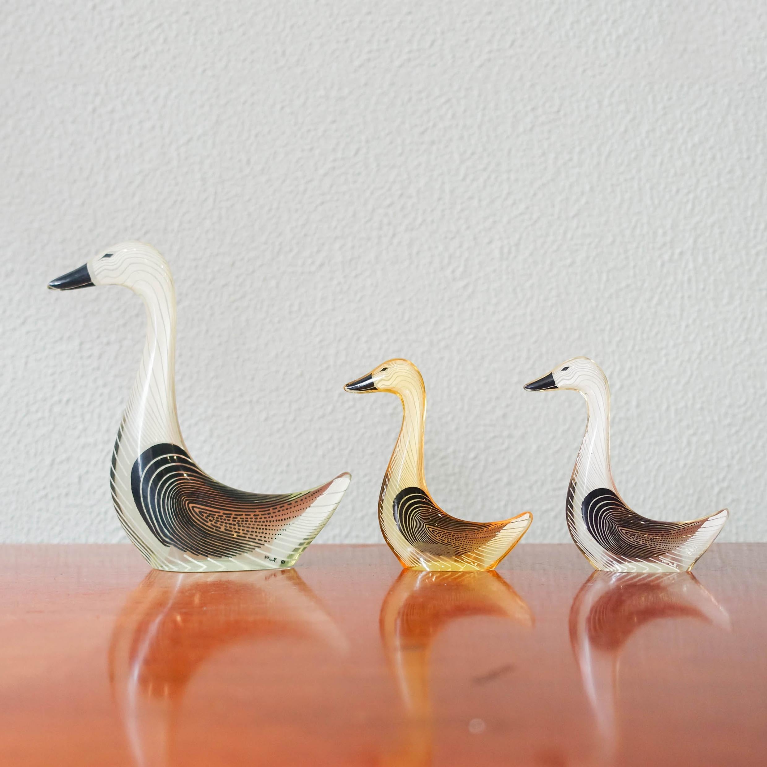 This set of geese was designed and made by Abraham Palatnik, in Brazil, during the 1970's. The Brazilian artist Abraham Palatnik (1928 - 2020) was the founder of the technological movement in Brazilian art, and a Pioneer in making Kinetic